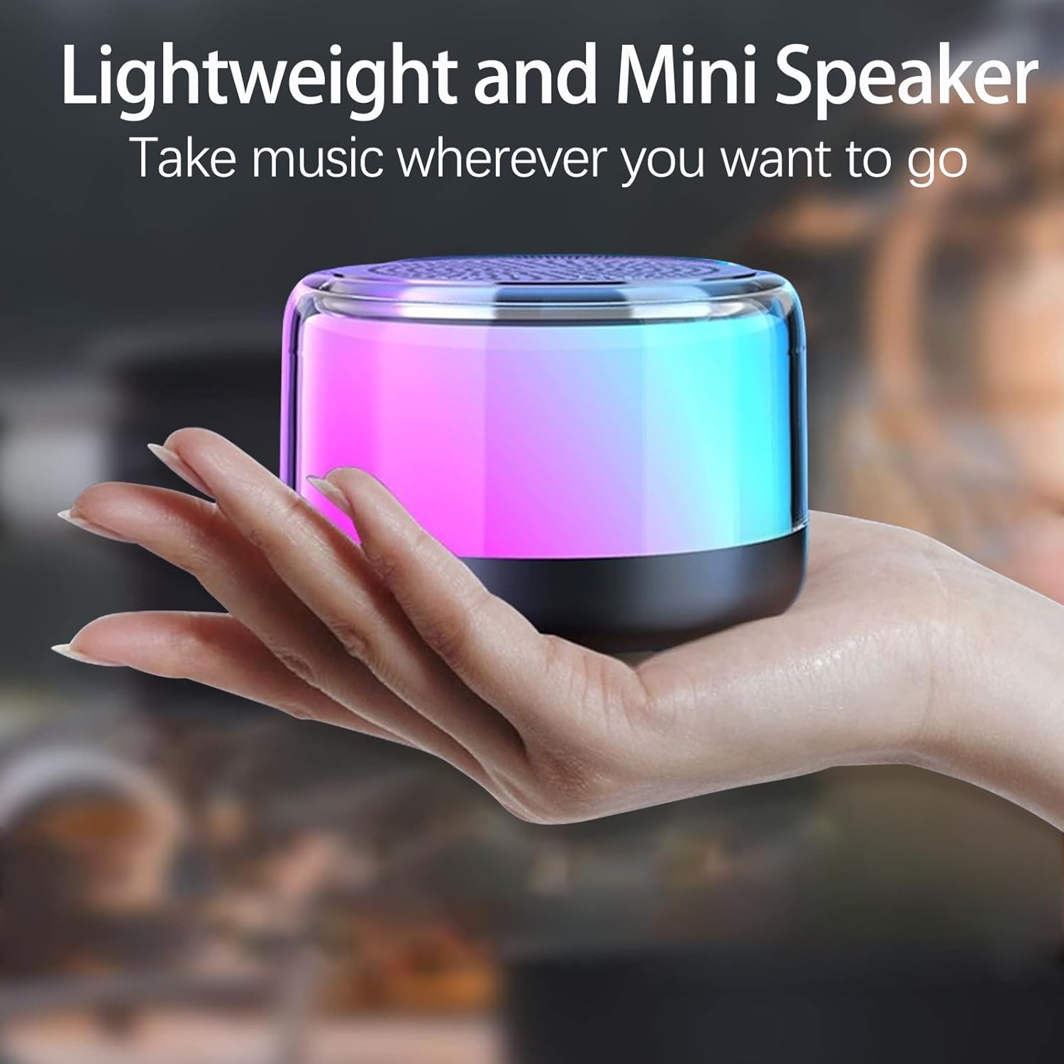 Portable Bluetooth Speaker, Wireless Speaker with RGB LED Light, Loud Stereo Sound, FM Radio/TF Card Play Support, TWS Pairing, for Outdoor, Party, Travel - Image 4