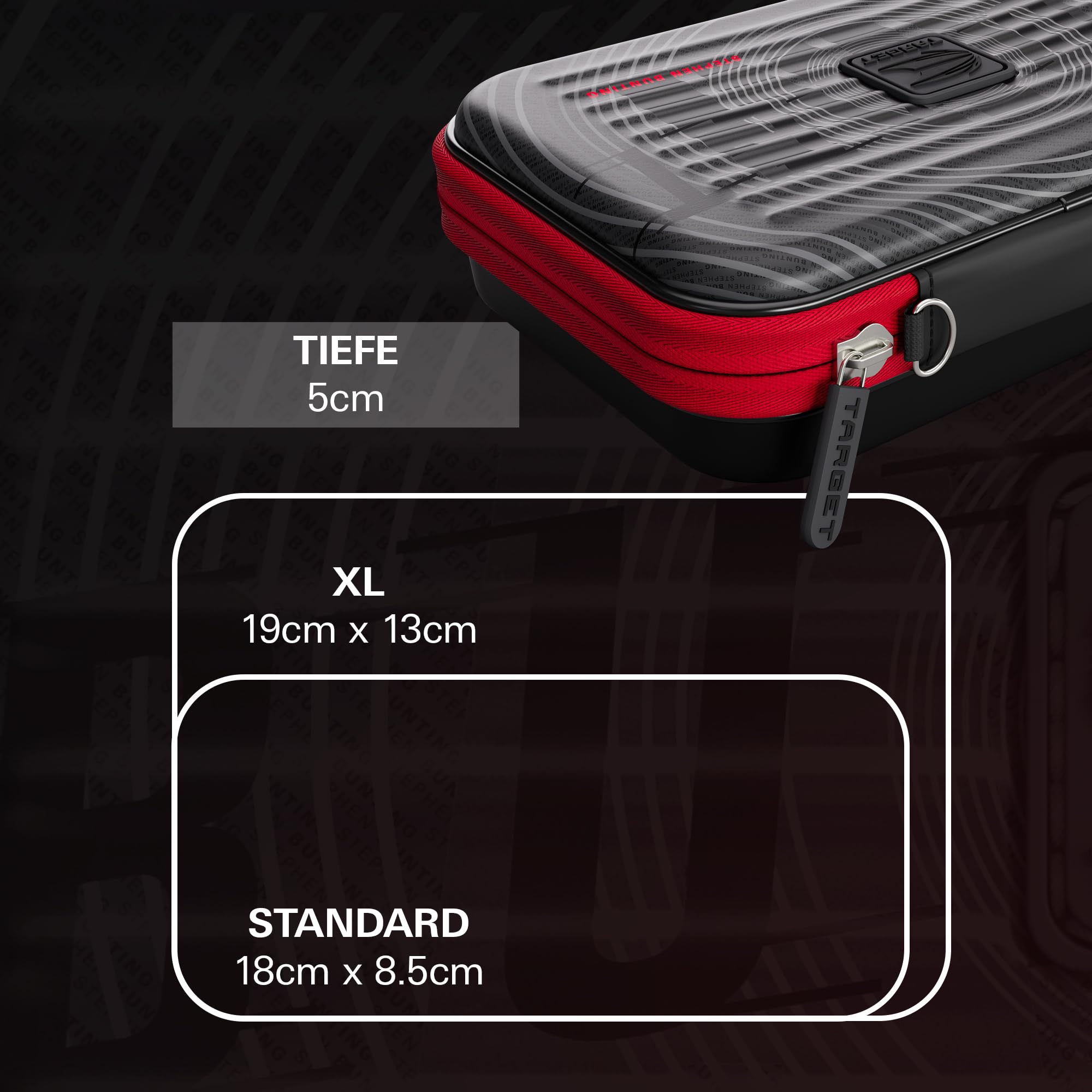 Target Darts Stephen Bunting Ghost Series XL Takoma Wallet Regular – Dartkoffer schwarz/weiß | The Bullet“ Darttasche mit Reißverschluss| professionelles Zubehör | Platz für 6 komplett montierte Dart