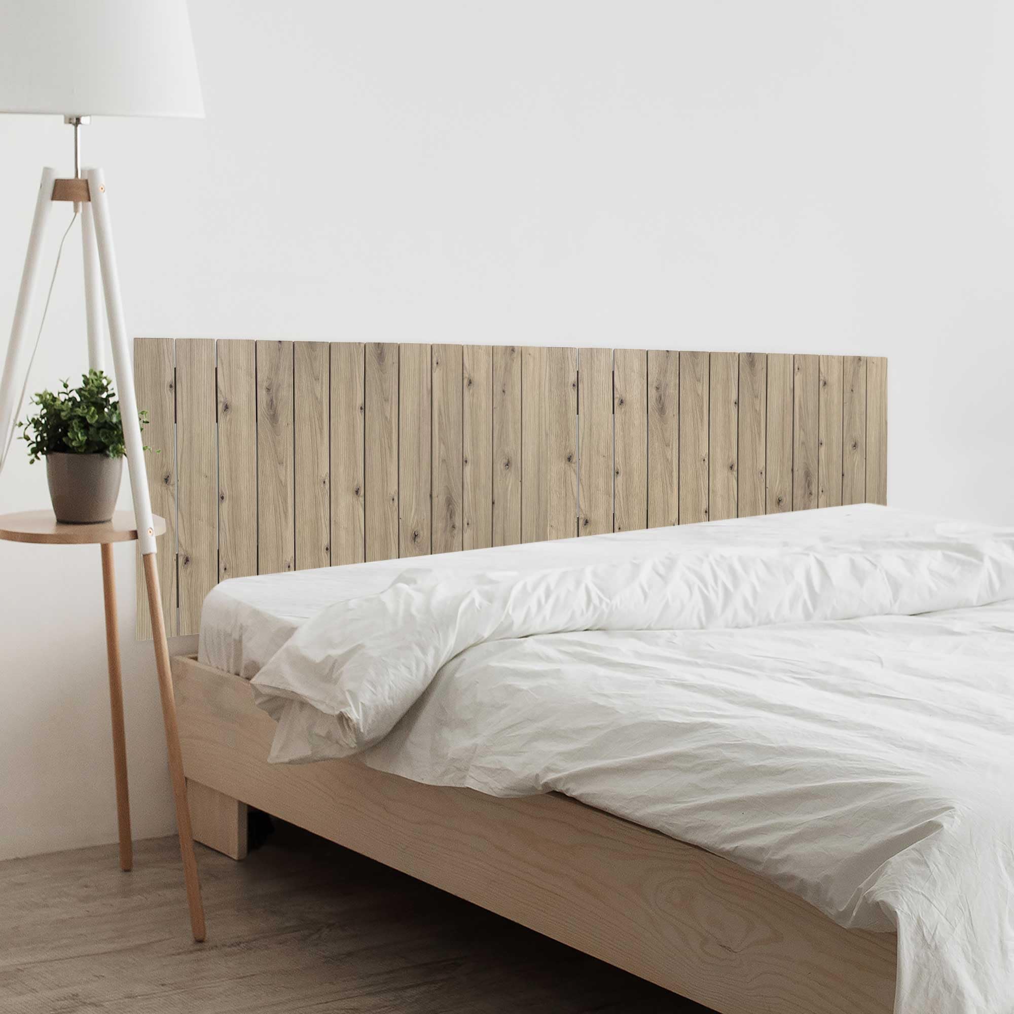 DHOME Cabecero de Madera reciclada DM Estilo Palet Vertical Cama Palets Herrajes incluidos (180cm Dual, Roble)