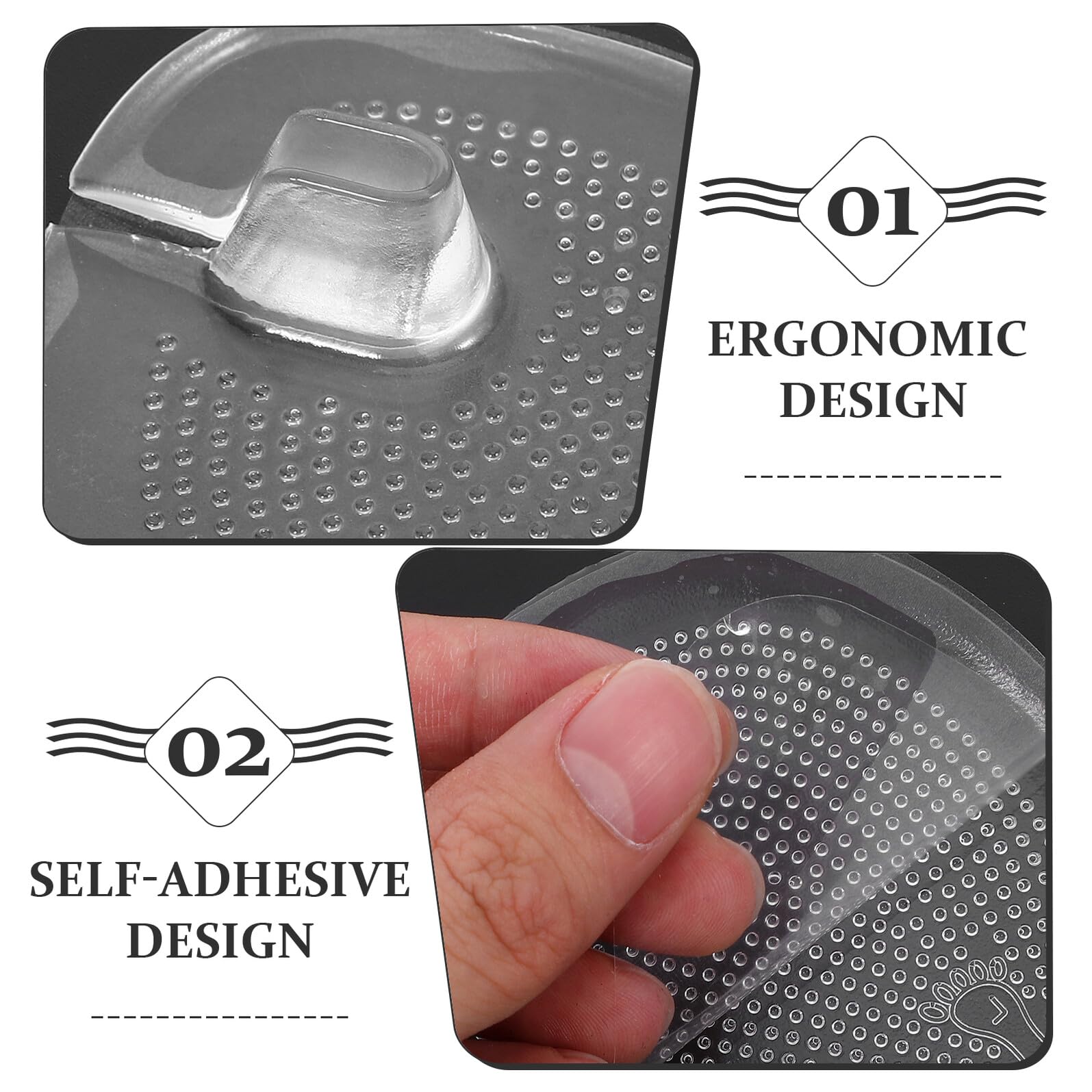 Plantillas Adhesivas de Gel para Antepié Transparentes 3 Pares | Almohadillas Pie Efecto y Amortiguación, Formato para Sandalias, Uso en Ball-of-foot