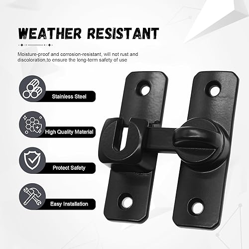 Miniatura 5 de Cerradura de puerta de granero abatible de 90180 grados, cierre de aleación de zinc resistente para gabinete corredizo de baño, cobertizo de RV,