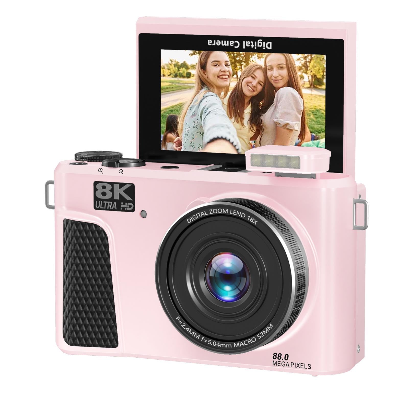 ciciglow Digital Camera, 88MP 8K Video Camera with 18X Digital Zoom WiFi Connectivity 3 Inch 180 Flip Screen, for Photography Vlogging Content Creation (Pink)-image-26