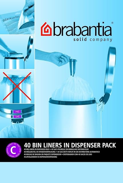 3X Brabantia Bin Liner C, 10-12 Litre - 40 Bags
