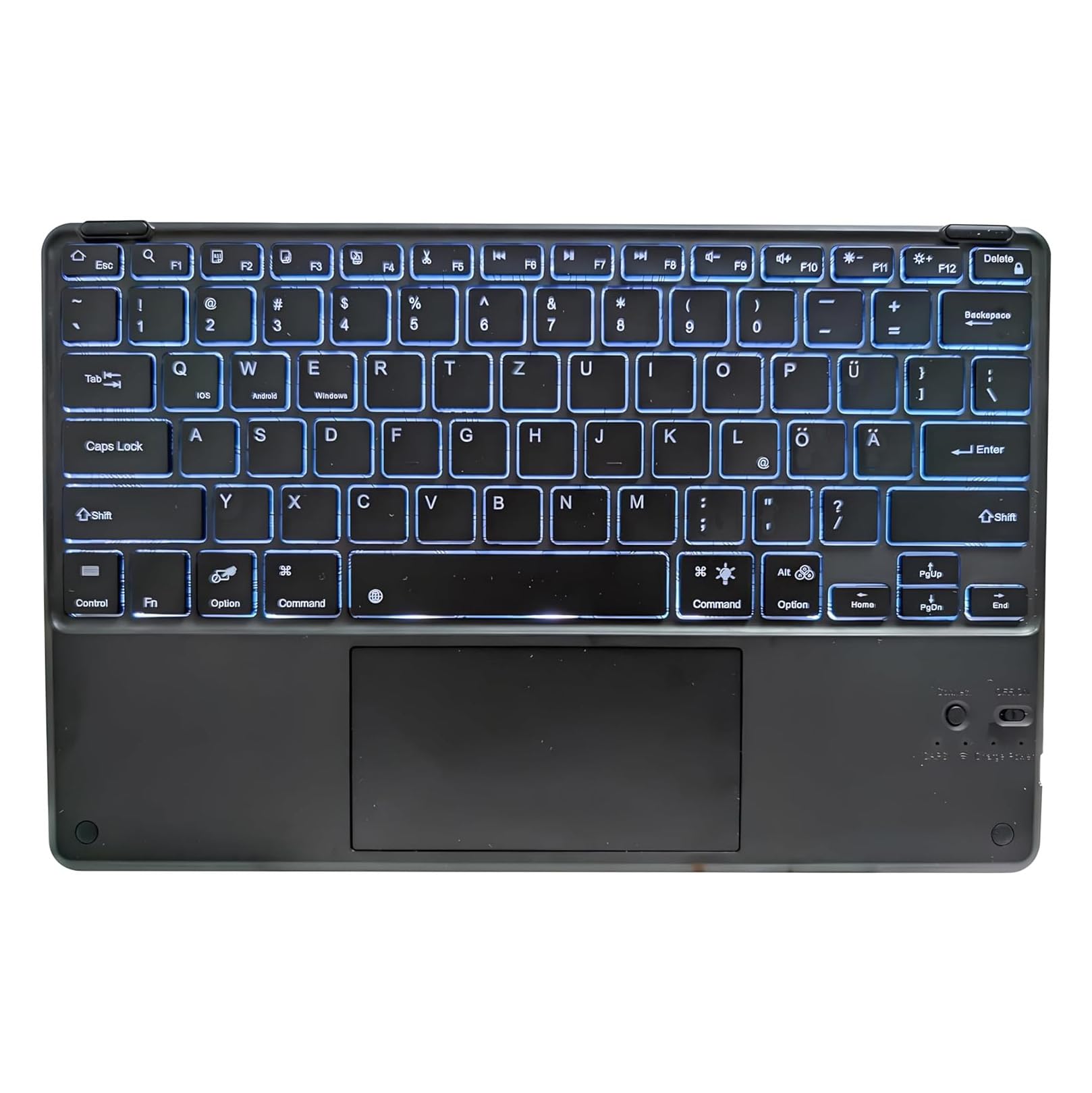 Bueuwe Beleuchtete Bluetooth Tastatur Mit Touchpad – Ultraschmal, 7 Farben, Für Tablet & PC