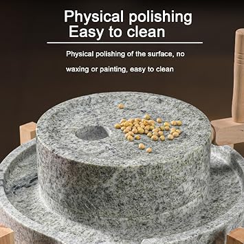 Manual Stone Grain Mill, Handmade Stone Grinder for Wheat, Flour, Rice, Coffee & Spices, Grinds Wet & Dry Food, Corn, Beans, Nuts, Traditional Non-Electric Kitchen Tool