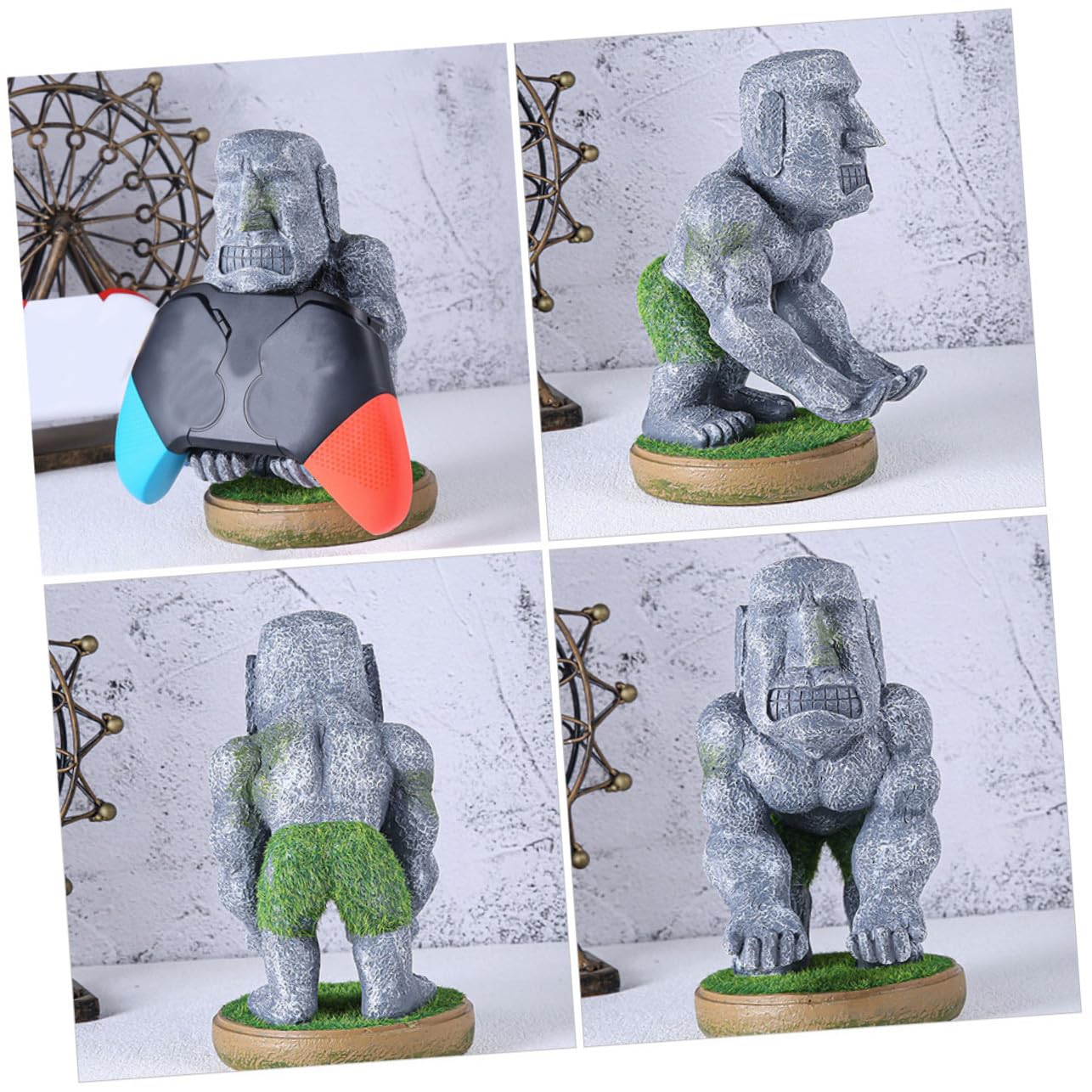 Gatuida Supporto per Controller da Gaming in Resina a Forma di Statua Moai, Design Unico Resistente a Usura e Sbiadimento, per Home e Desktop