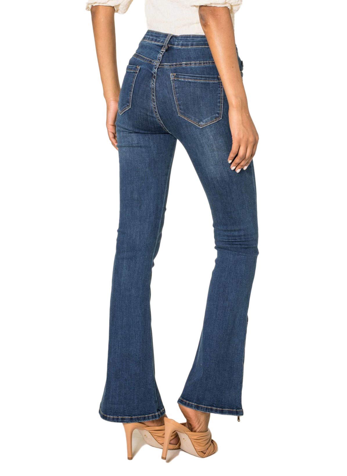 Nina Carter P151 Jeans da donna Flared Bootcut zip look usato jeans svasati