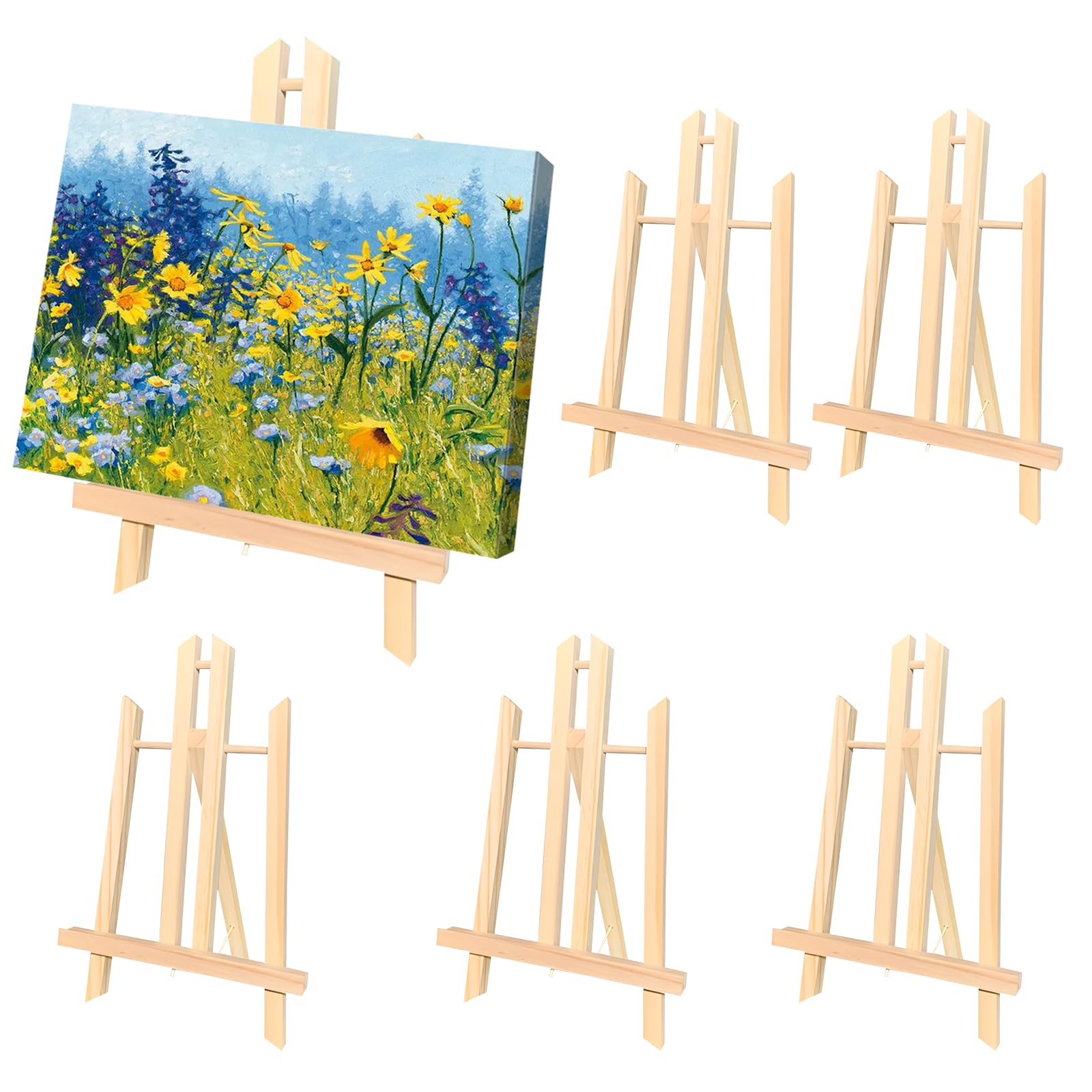6 Pack Mini Easel Stand, 30 * 19 cm Table Top Easels Canvas Stand Small Wooden Art Easel for Paintings Sketches Exhibitions Artistic Creation