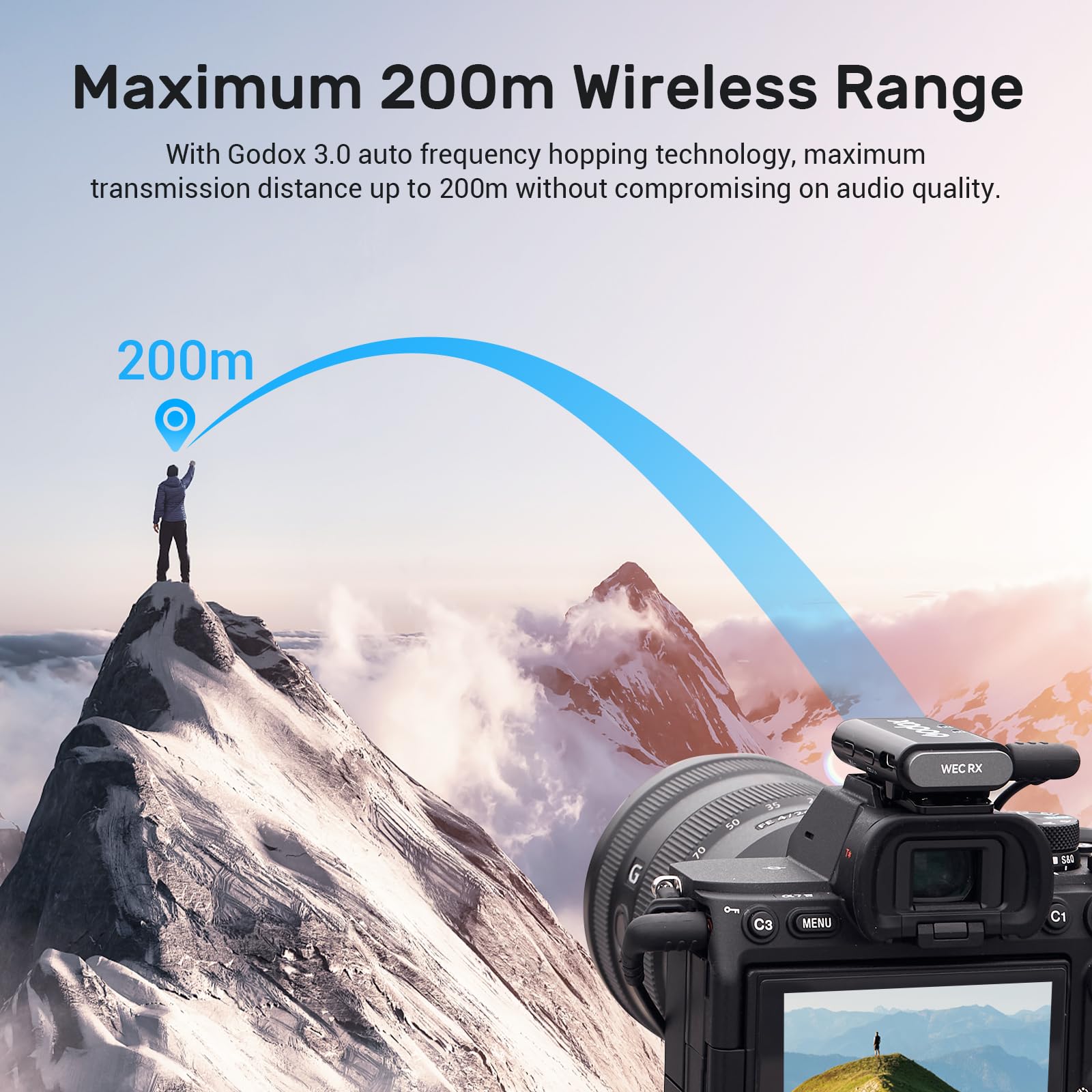 GODOX WEC kit2 Micrófono inalámbrico de Solapa,8H de duración de la batería,micrófono inalámbrico 2.4G de Doble Canal,200m de Alcance,cancelación de Ruido con Estuche de Carga para cámaras,Smartphone