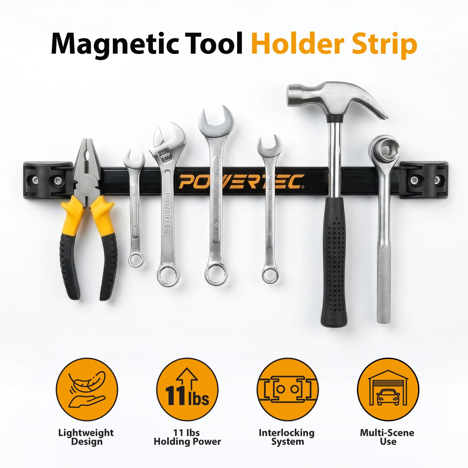 POWERTEC Magnetic Tool Holder Strip 12" 4PK, Metal Magnet Tool Bar Organizers for Garage, Workshop & Kitchen w/Mounting Screws, Space Saving Shop Organization Accessories (71965) — Amazon image 4