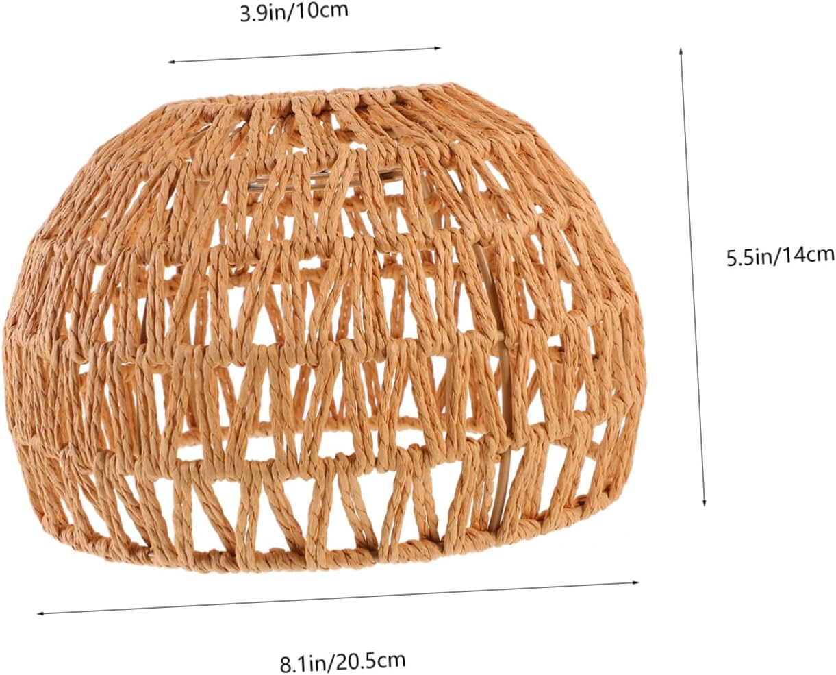 Amosfun Handcrafted Paper Rope Woven Lampshade Ceiling Light Cover for Chandelier Soft Light Pendant Lamp Shades