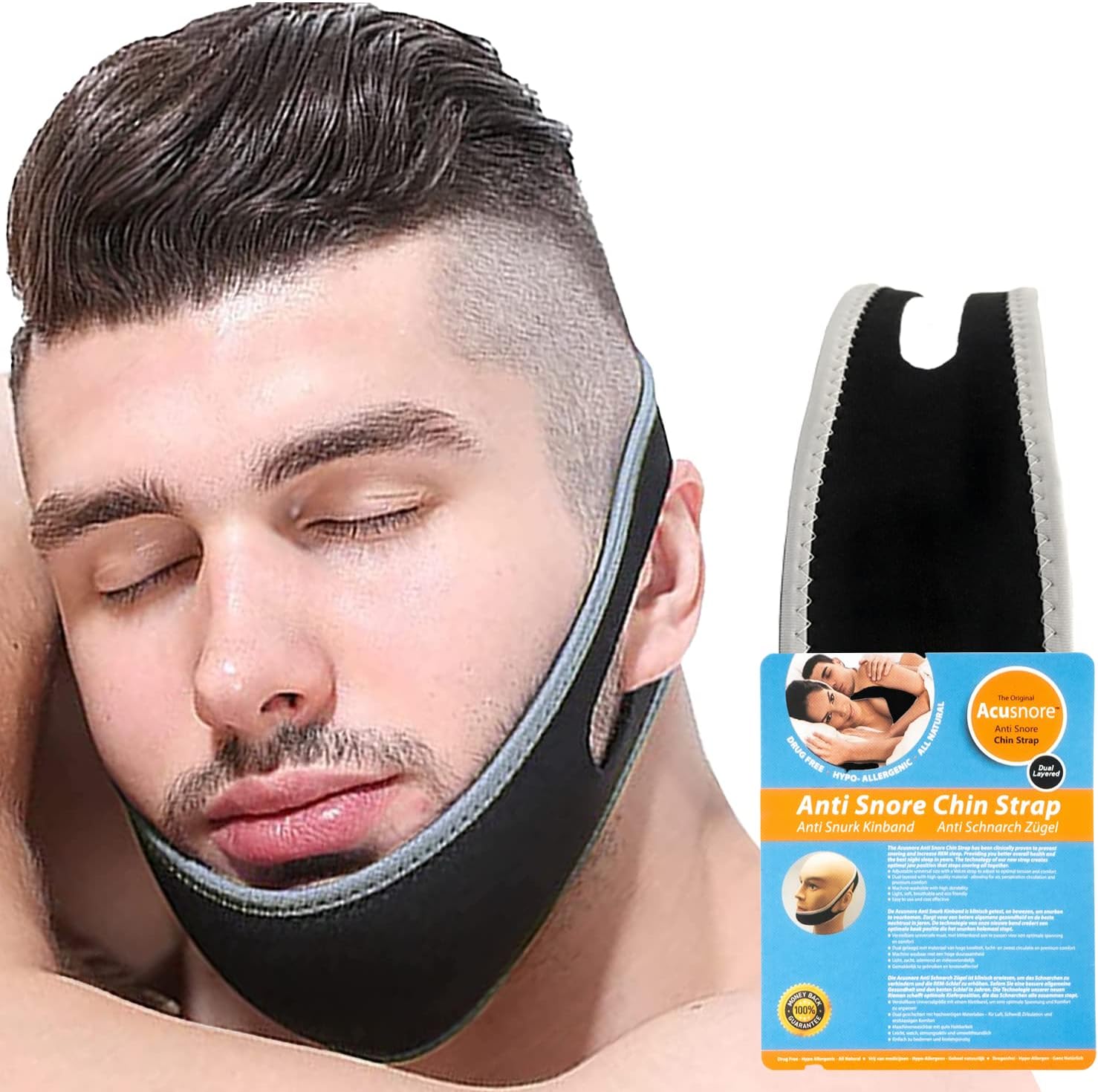 Acusnore Stop Snoring Anti Snore Jaw Chin Strap Belt Apnea Solution Comfort Fit Design