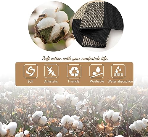 Miniatura 4 de KOZYFLY Buffalo - Alfombra a cuadros de 2 x 3 pies, color blanco y negro, tejida a mano, lavable a mano, para interiores, para puerta delantera,