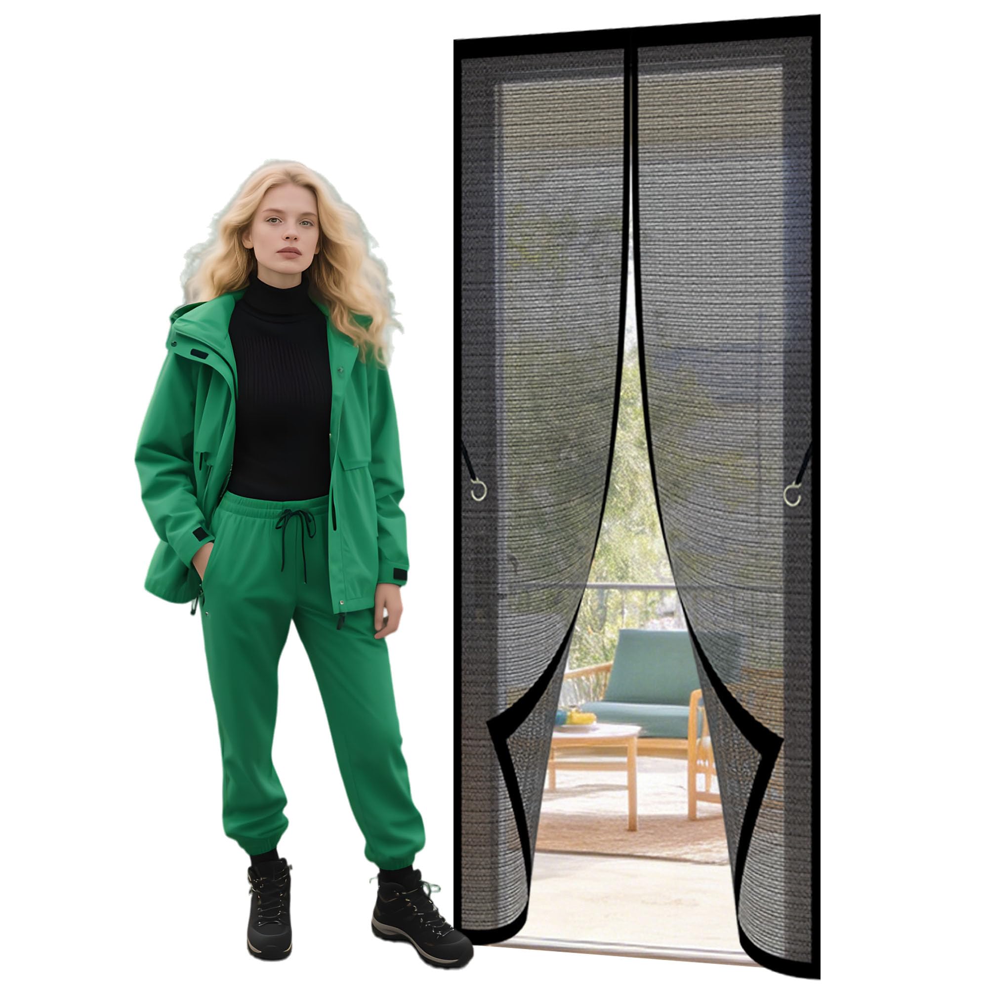 Magnetic Fly Screen Doors 120 x 262 cm Self Sealing Fly Insect Screen Door Keeping Out Flies Bug for Home, Bedroom, Living Room, Kitchen, Patio, Black