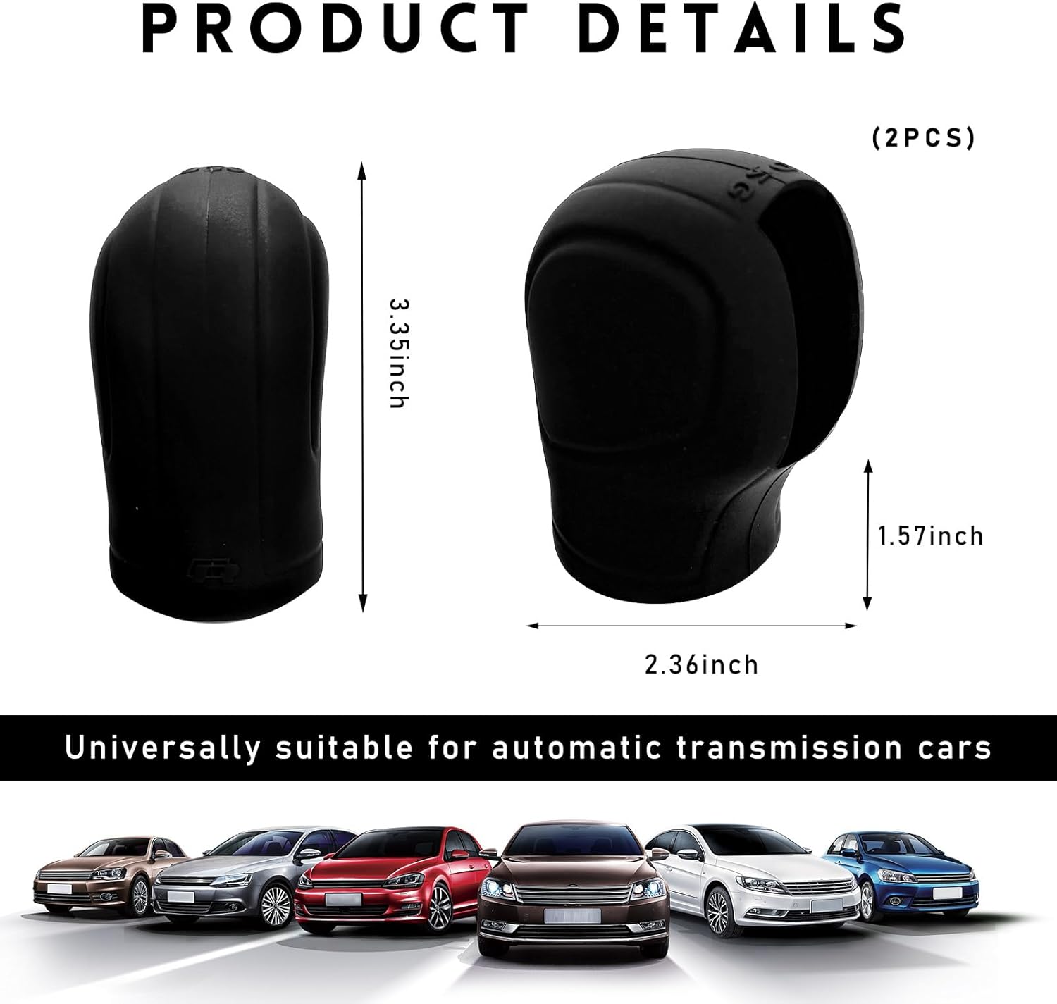 2 PCS Car Gear Shift Knob Cover, Silicone Comfortable Anti-Slip Car Knob Gear Stick Protector, Car Decorations Effectively Protects Stick Shift Knob, Car Interior Accessories (Black, Style 1)