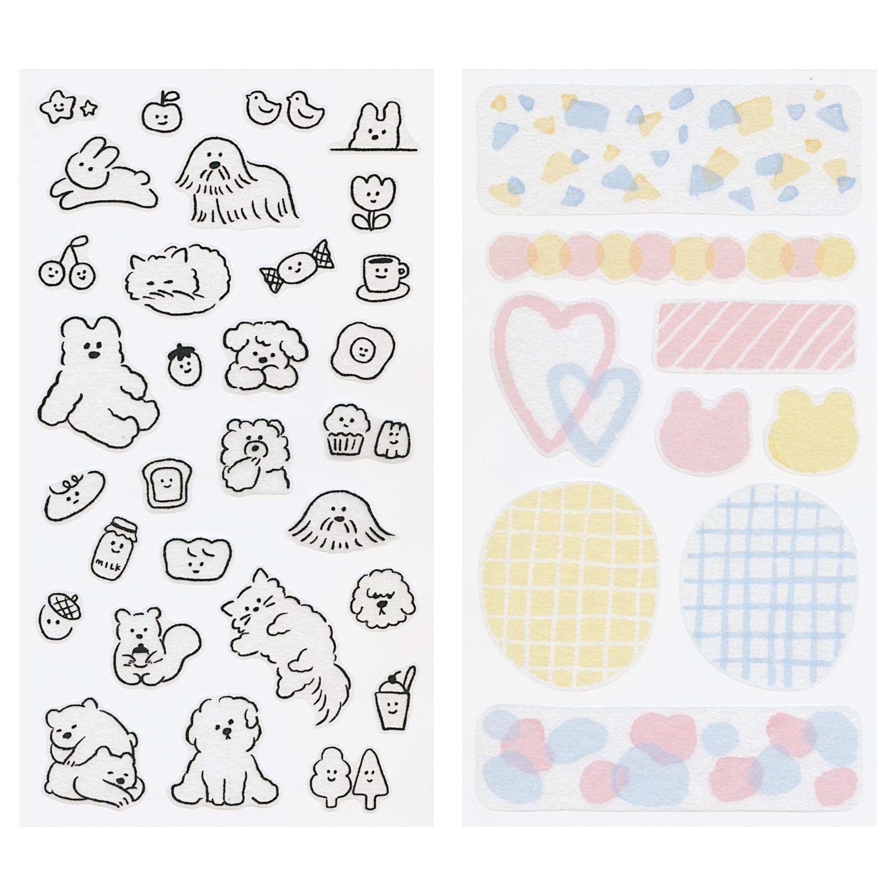 Amazon.co.jp: 貼ってはがせるマスキングシール 2枚入【ゆるモチーフ柄