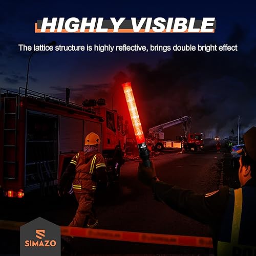 Miniatura 2 de Paquete de 4 varitas de tráfico, varita de control de tráfico de 21 pulgadas con LED blanco en la parte superior, bastón de señal de seguridad de