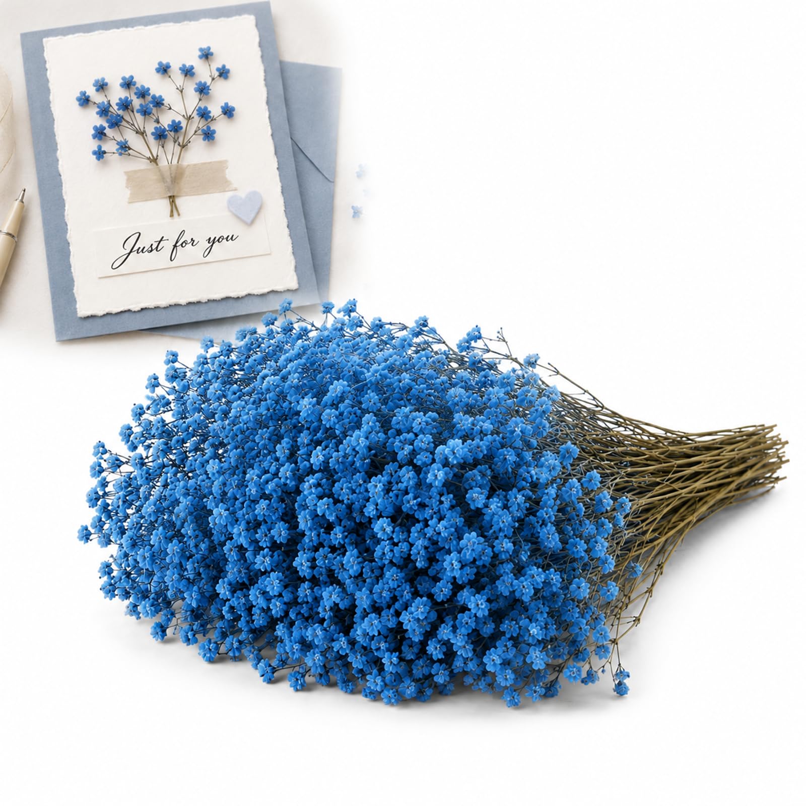 100PCS Royalblue Mini Dried Pressed Flowers for Resin Art & DIY Crafts - Bulk Natural Floral Supplies for Wedding Décor, Card Making, Home Arrangements, Scrapbooking and Gift Embellishment