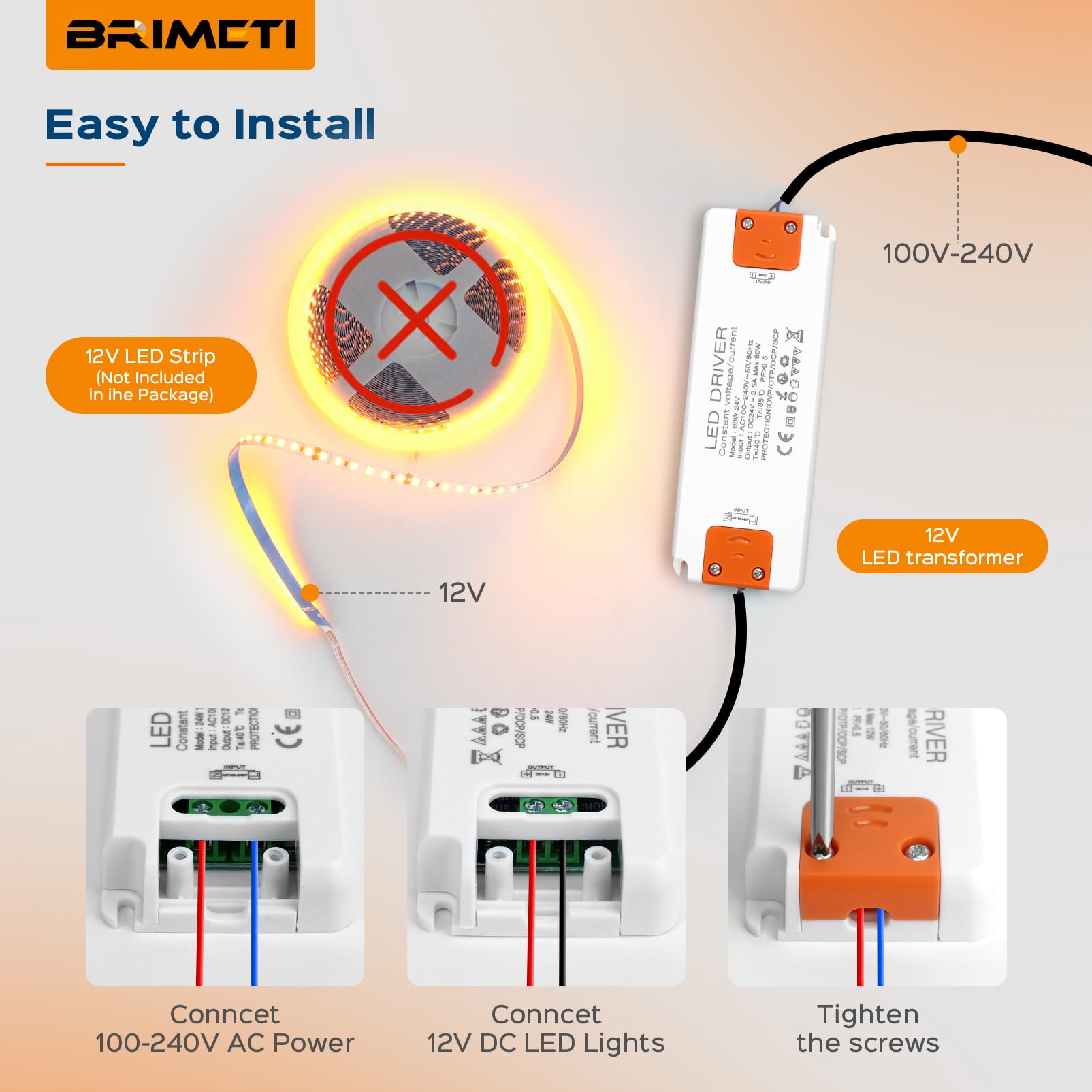 Alimentatore LED 24V 100W BRIMETI - Trasformatore Slim Per Luci LED, Strisce E Faretti | Driver DC 24V Per Interni Ed Esterni - Foto 3