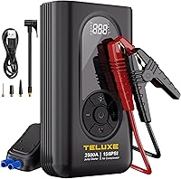 TELUXE TE01 2500A Jump Starter with 150PSI Air Compressor - Digital Tire Inflator for 8.5L Gas/6L Diesel Engines