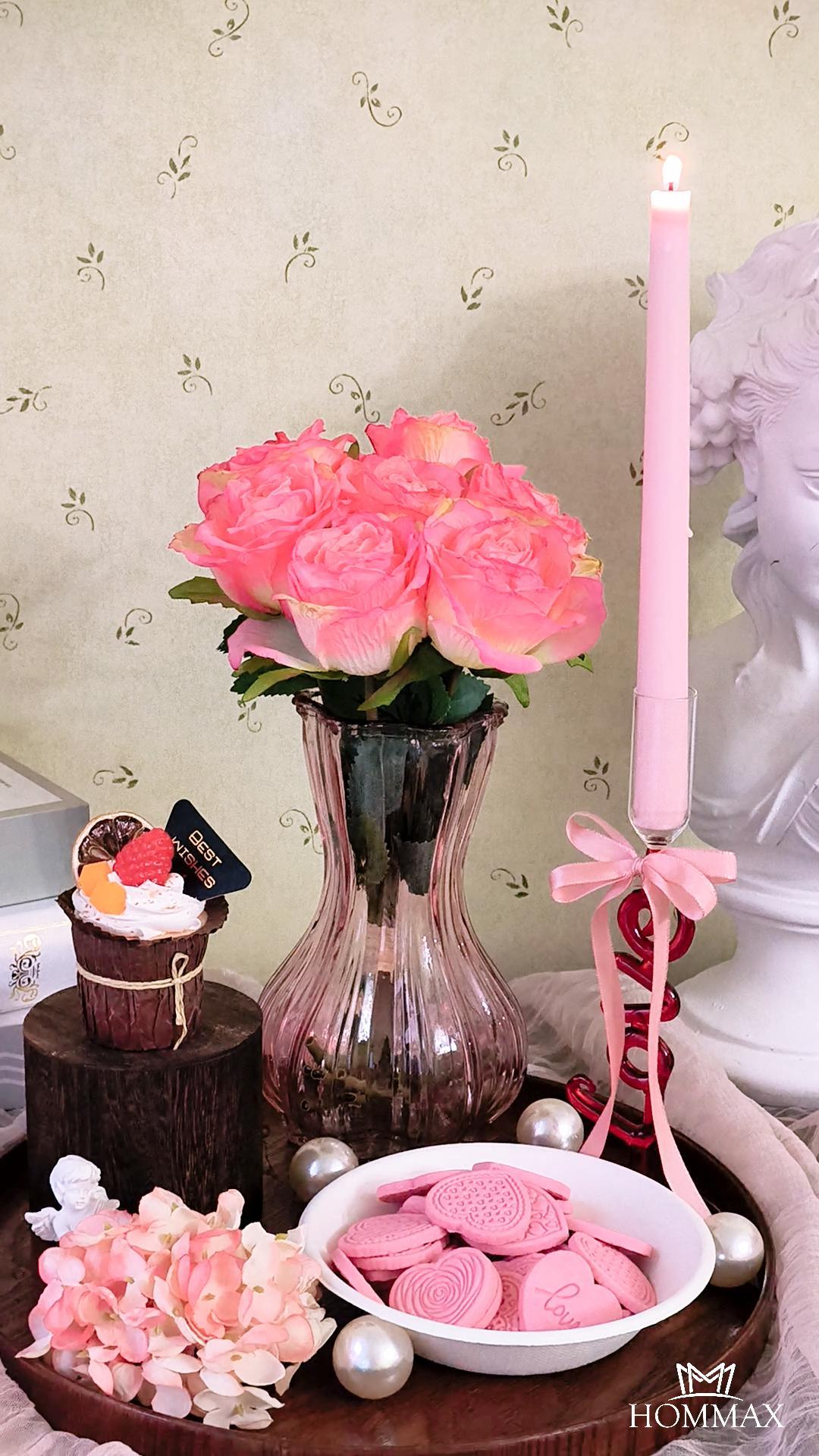 Amazon.com: 2-Pack Flower Vase Glass, 7.6 '' Pink Fluted Vase with