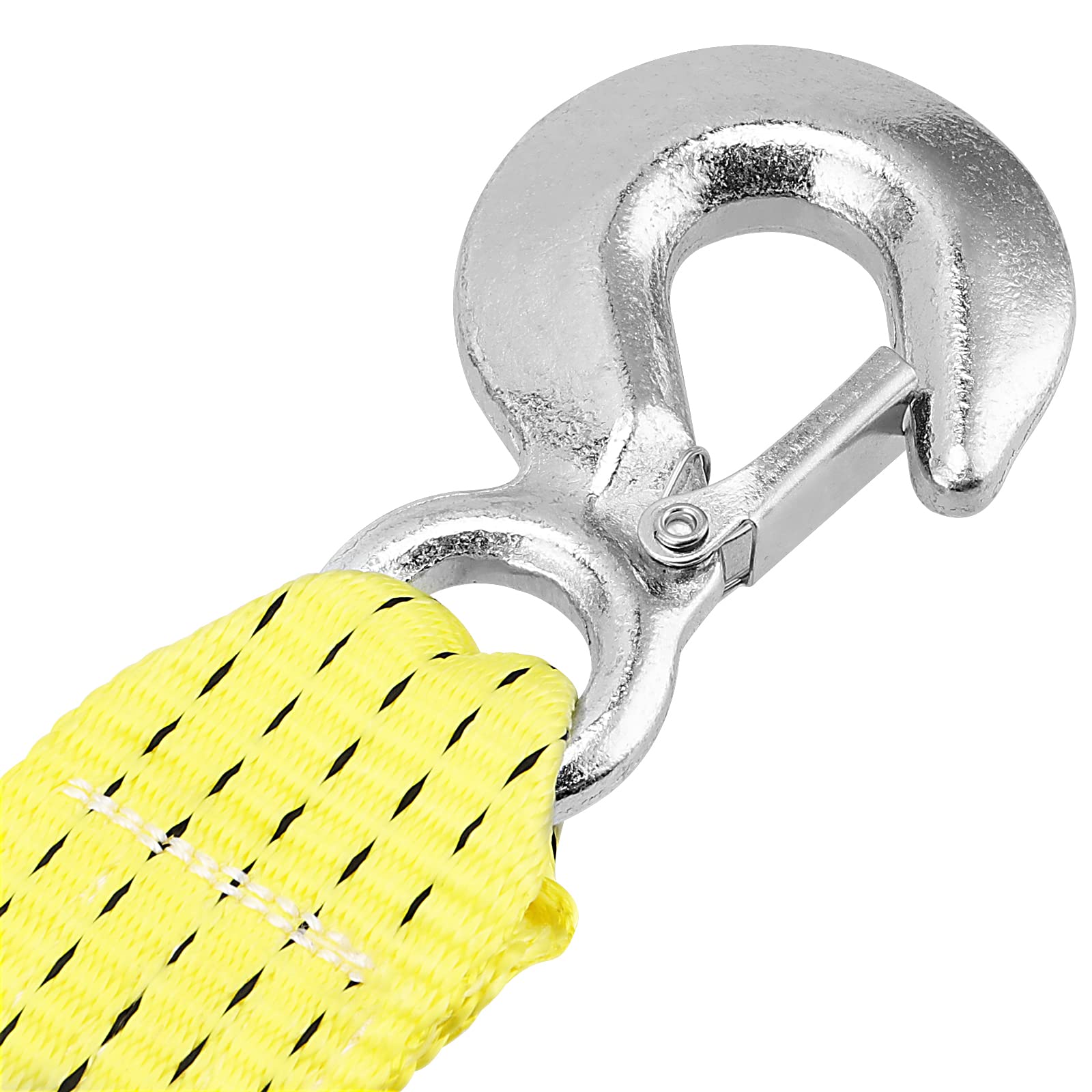 MUKLEI 2 Stück 5,1 cm x 6,1 m robuster Abschleppgurt, Abschleppseil mit Sicherheitshaken, robuster Rückholungsgurt für Fahrzeugerholung, Schlepp, Befestigung von Ladung, 4989,5 kg Kapazität, Gelb