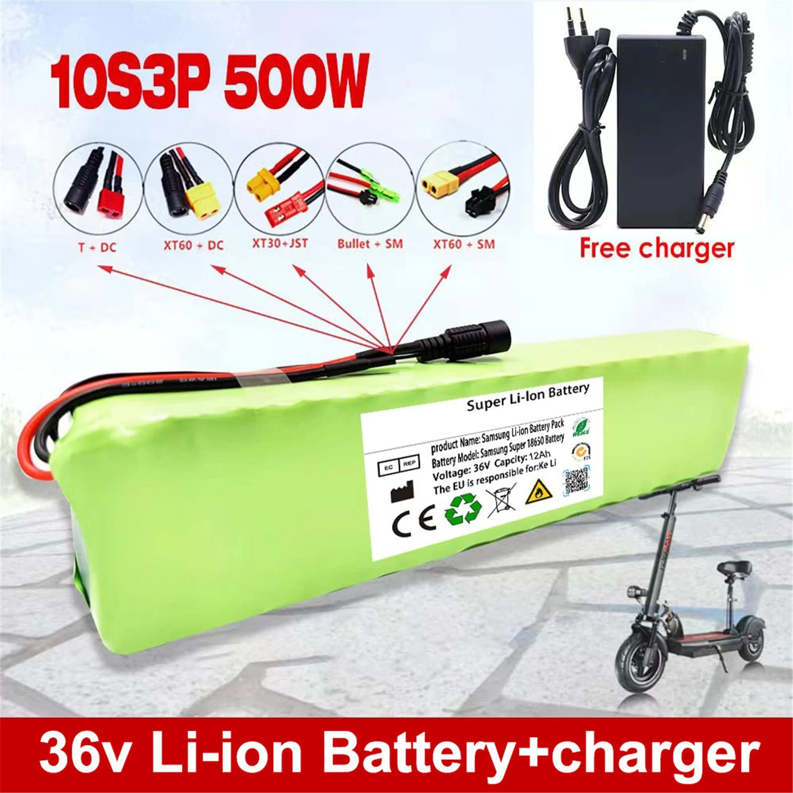 Ebike Battery 36V Lithium Battery,36V 12Ah/15Ah Lithium Battery