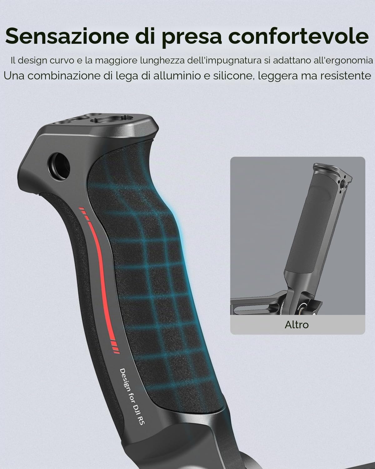(Nuova Versione) SMALLRIG Impugnatura Regolabile per DJI RS 4 mini/Pro/RS 4, RS 3 mini/Pro/RS 3, RS 2 / RSC 2, Carico 8 kg / 17,6 LB, Impugnatura Ergonomica per Riprese ad Angolo Basso - 3028D