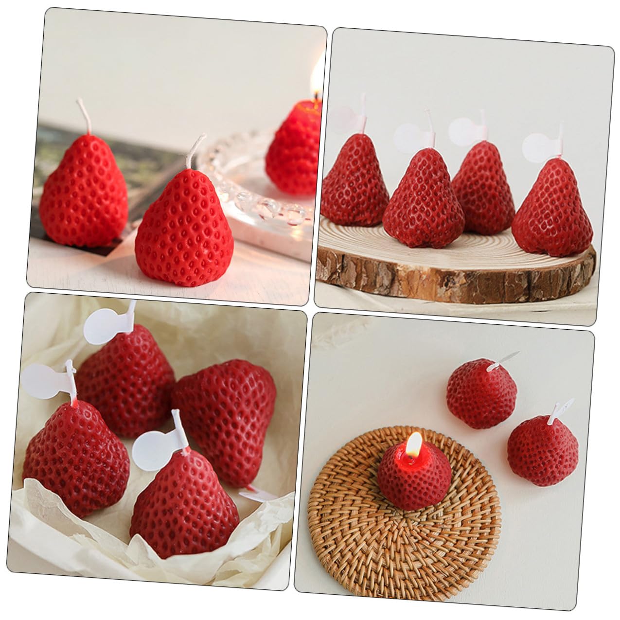 Tofficu Candele Profumate in Paraffina Rosse a Forma di Fragola Set 9 Pezzi e Accogliente per Decorazione per Feste e Occasioni Speciali