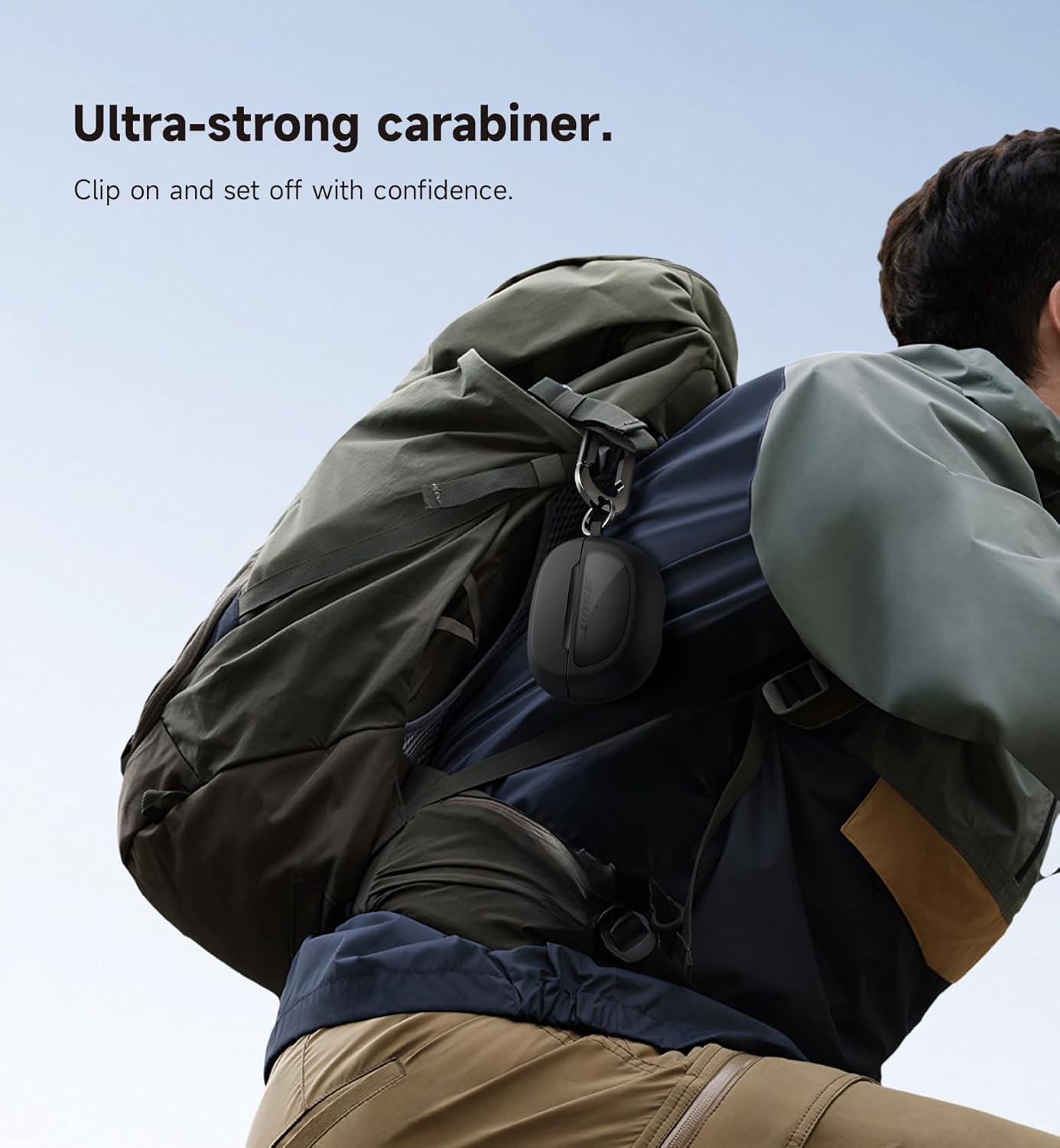 SURITCH Case Cover for Bose Ultra Open Earbuds(2024), Shockproof Protective Cover for Bose Ultra Open Wireless Ear Earbuds Charging Case Accessories with Carabiner, Black - Image 4