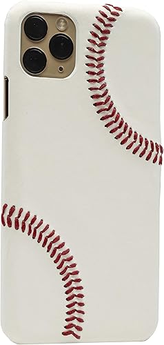 Miniatura 3 de mcmadley Funda de béisbol para iPhone 11 Pro Max, fabricada con cuero de béisbol profesional y costuras rojas elevadas, funda fina, agarre