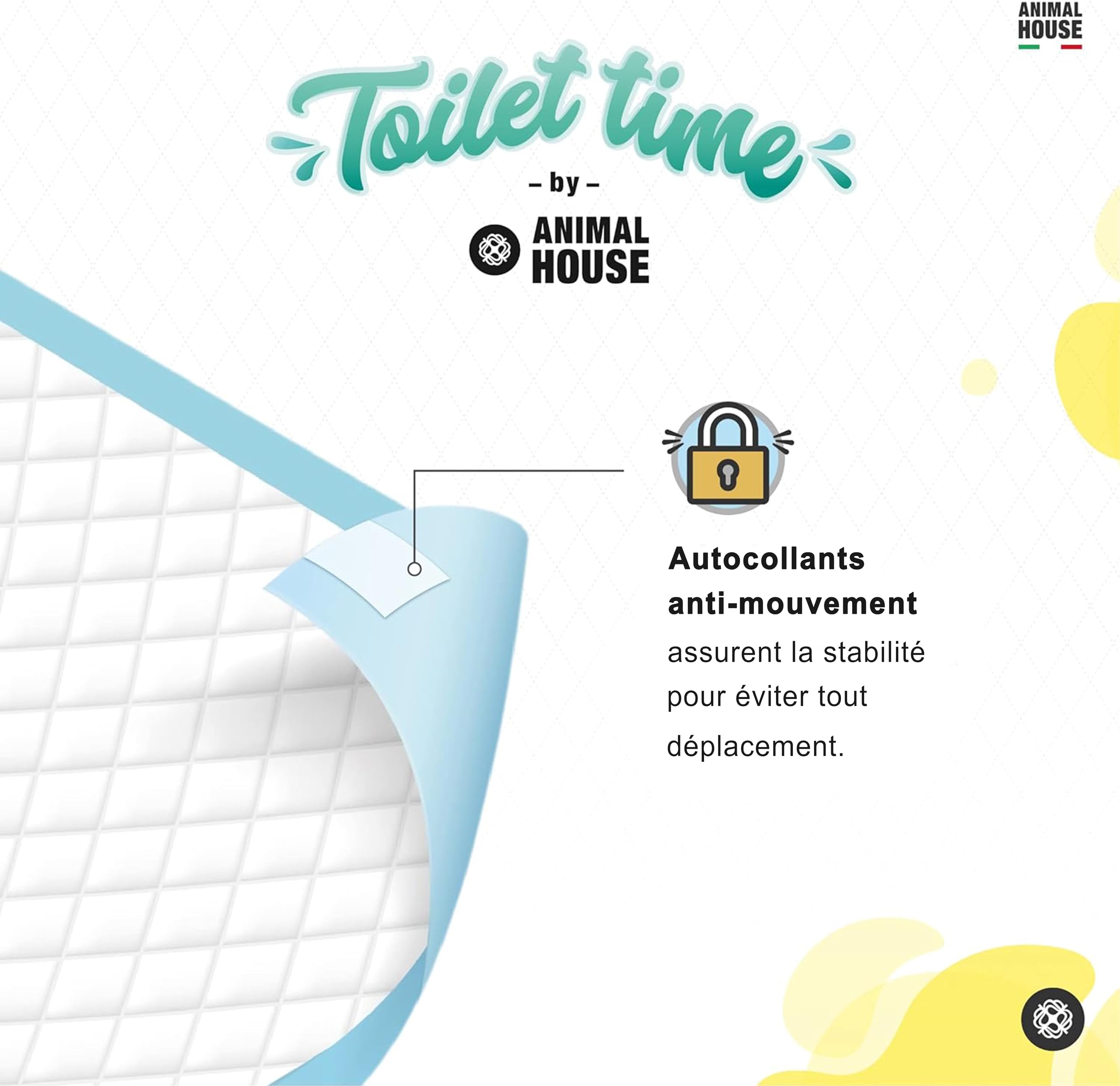 Animal House - 40PCS Tapis Hygiéniques Absorbants Camomille - Haute Absorption - sans Poussière - Retient Les Odeurs - Protège la Maison - (60x60 cm 40), Blanc/Bleu