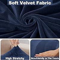Vista 3 de NAISI Funda para Sofá Seccional de 1 Pieza de Terciopelo Separada para Chaise Lounge Fundas Suaves Elásticas para Sofá para Chaise Seccional Azul