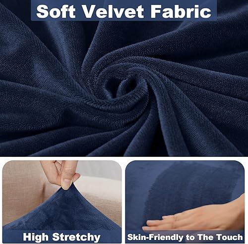 Miniatura 3 de NAISI Funda para sofá modular, 4 piezas, fundas de cojín separadas de terciopelo para sofá, en forma de L, fundas de sofá suaves y elásticas con 2