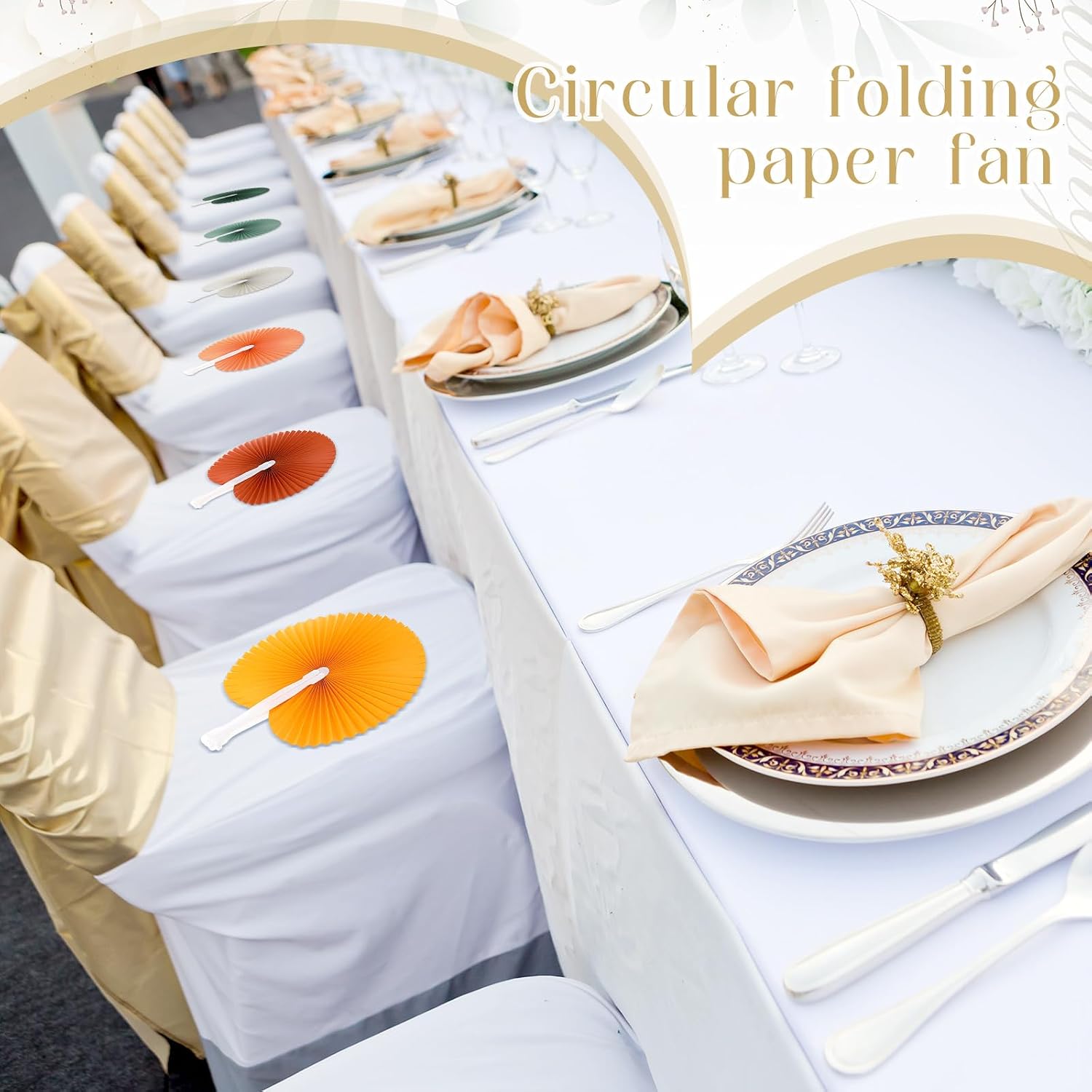 Pangda 24 Pack Folding Paper Fans Colorful Handheld for Wedding Party