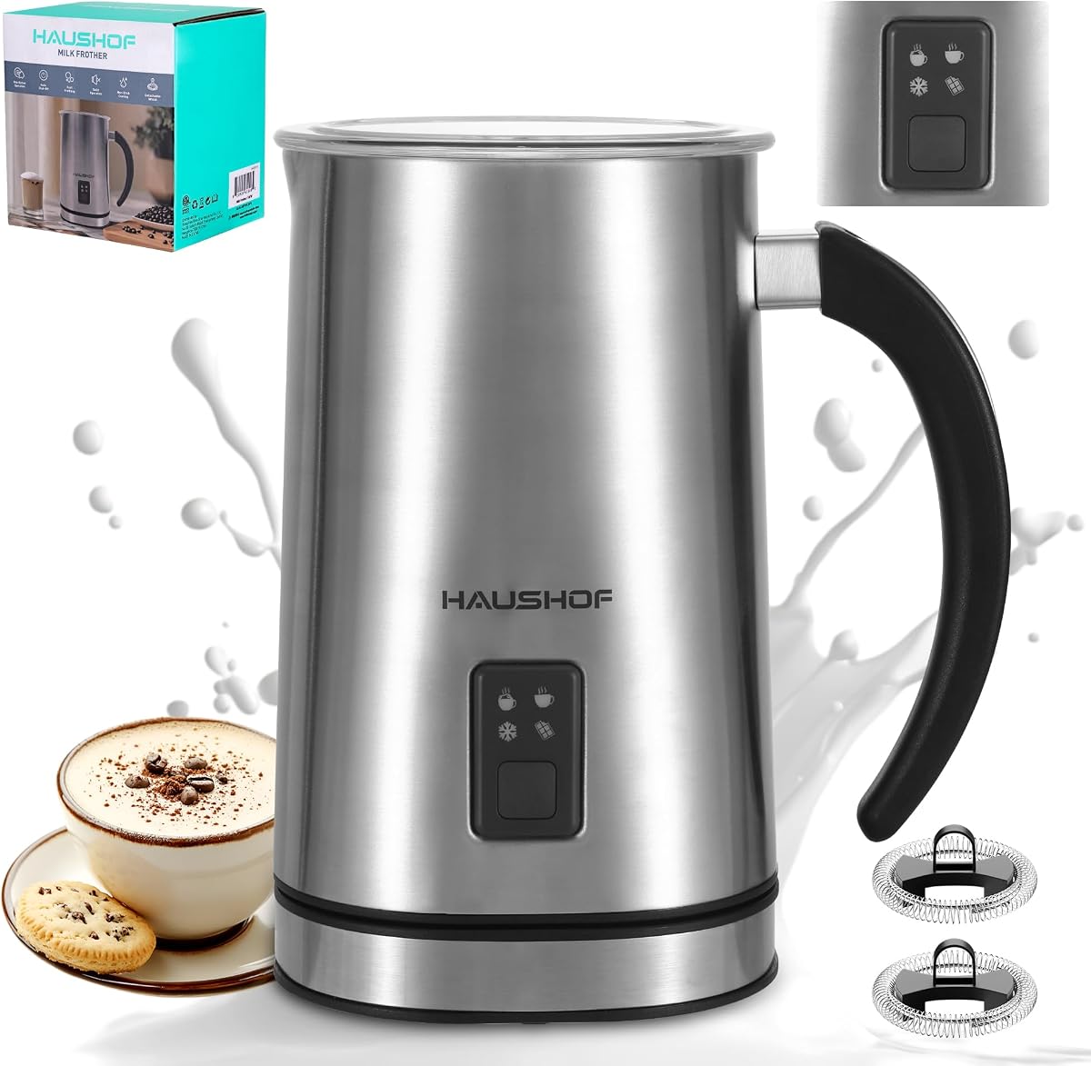 4-in-1 Electric Milk Frother and Steamer, Warm and Cold Foam Maker | Large Capacity, Hot Chocolate Maker, Automatic Milk Warmer, Frother for Coffee, Latte, Macchiato, Cappuccino