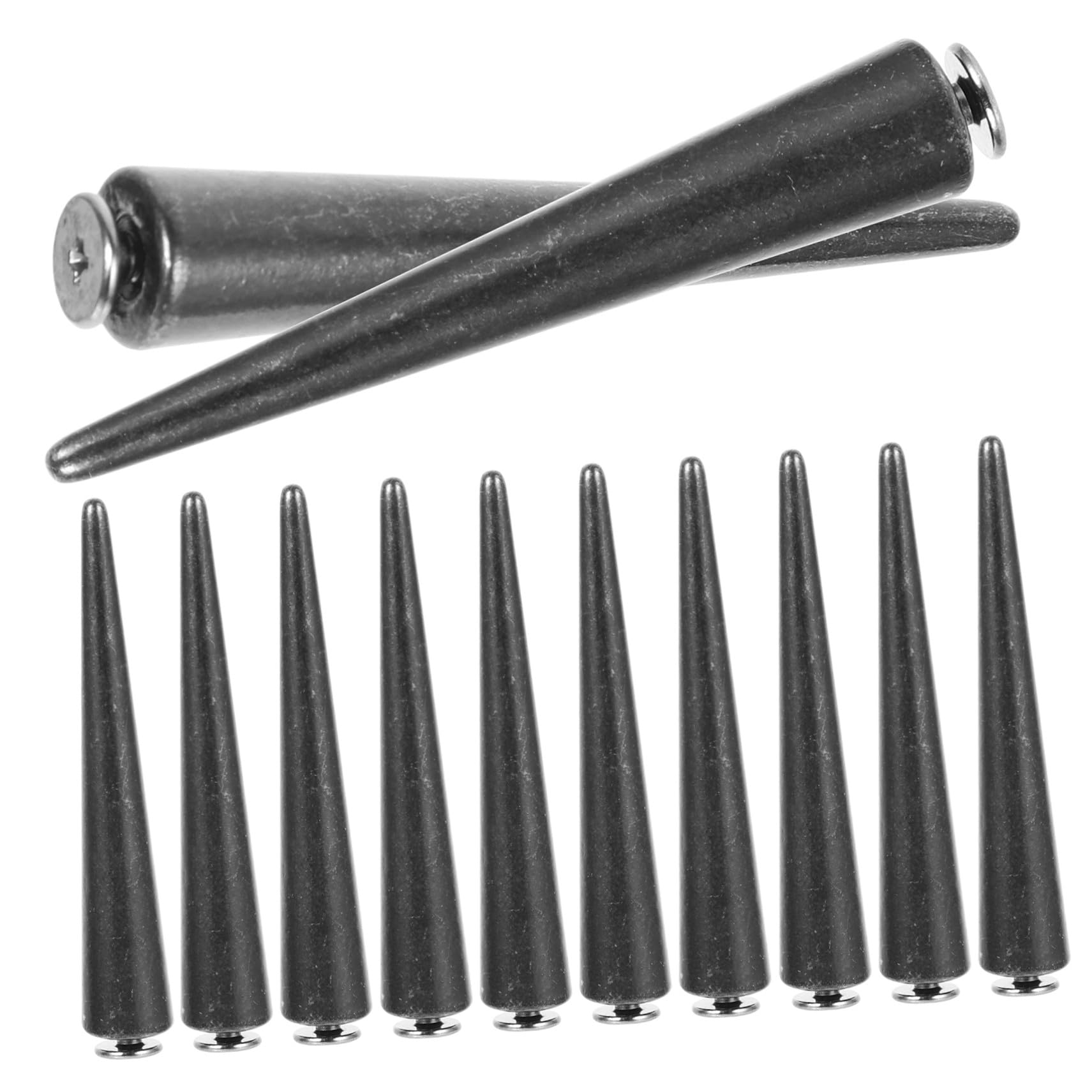 EXAOMBLE Remaches Punk Cónicos 10x55 Mm 30 Piezas para Manualidades Diy, Decoración Ropa y Cuero, Accesorios Metálicos para Bolsos y Zapatos, Uso Artesanal Creativo