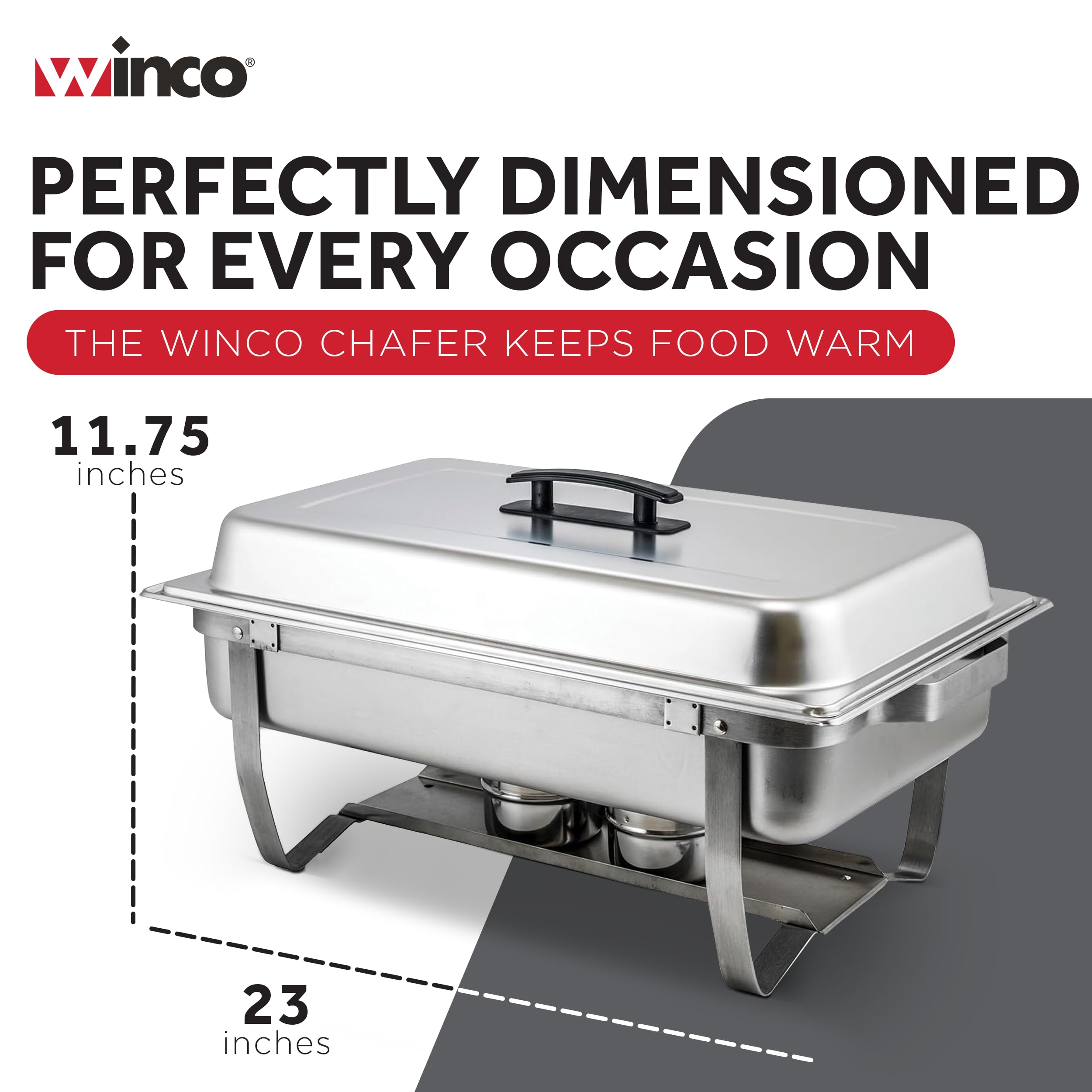 Winco 8 qt Silver Full-size Chafer with Folding Stand Chafer — Amazon image 4