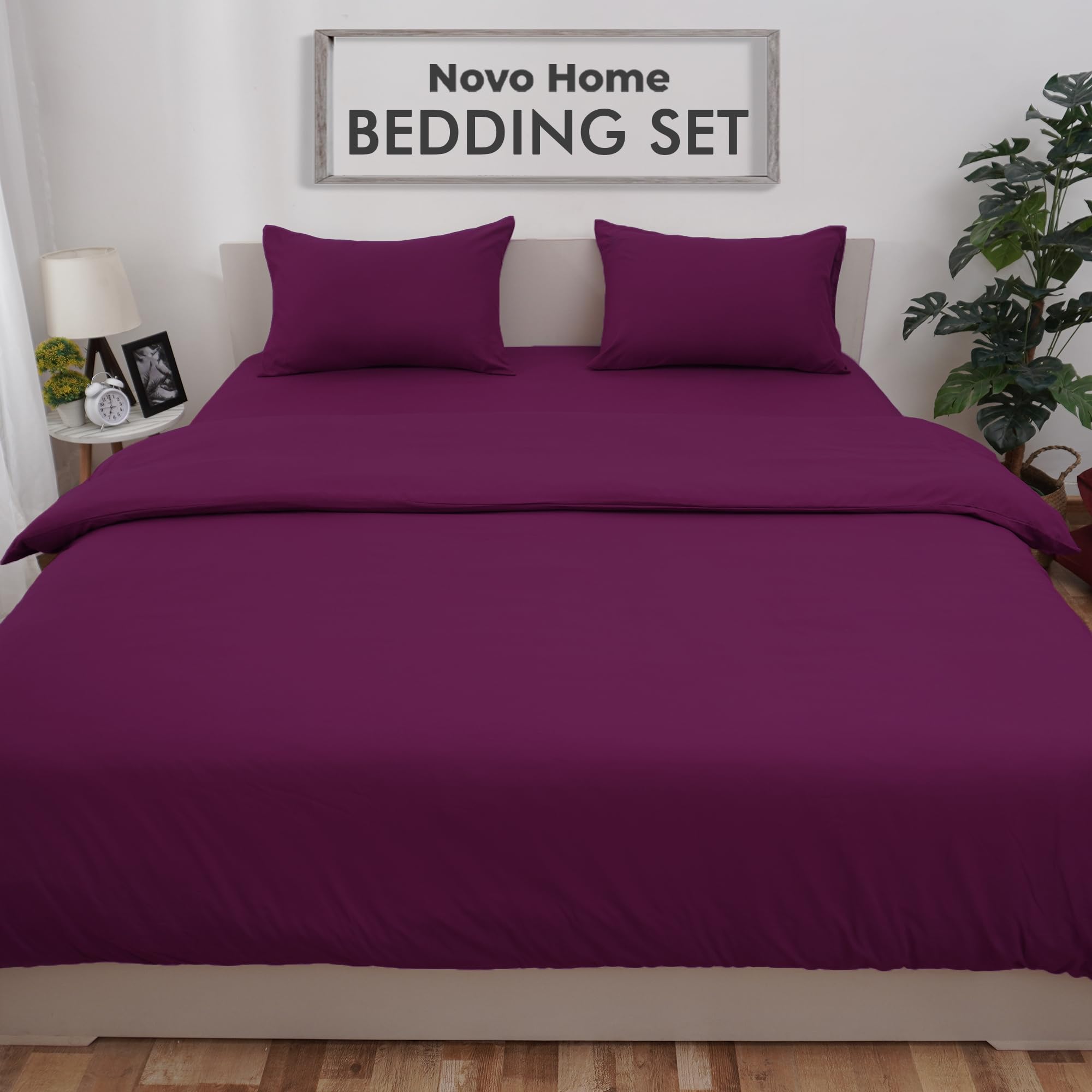 Housse de couette violet foncé super king size pour créer une ambiance feutrée et chaleureuse