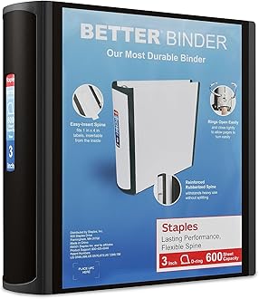 Staples 702874 3-Inch 3-Ring Better Binder Black (15126-Cc)