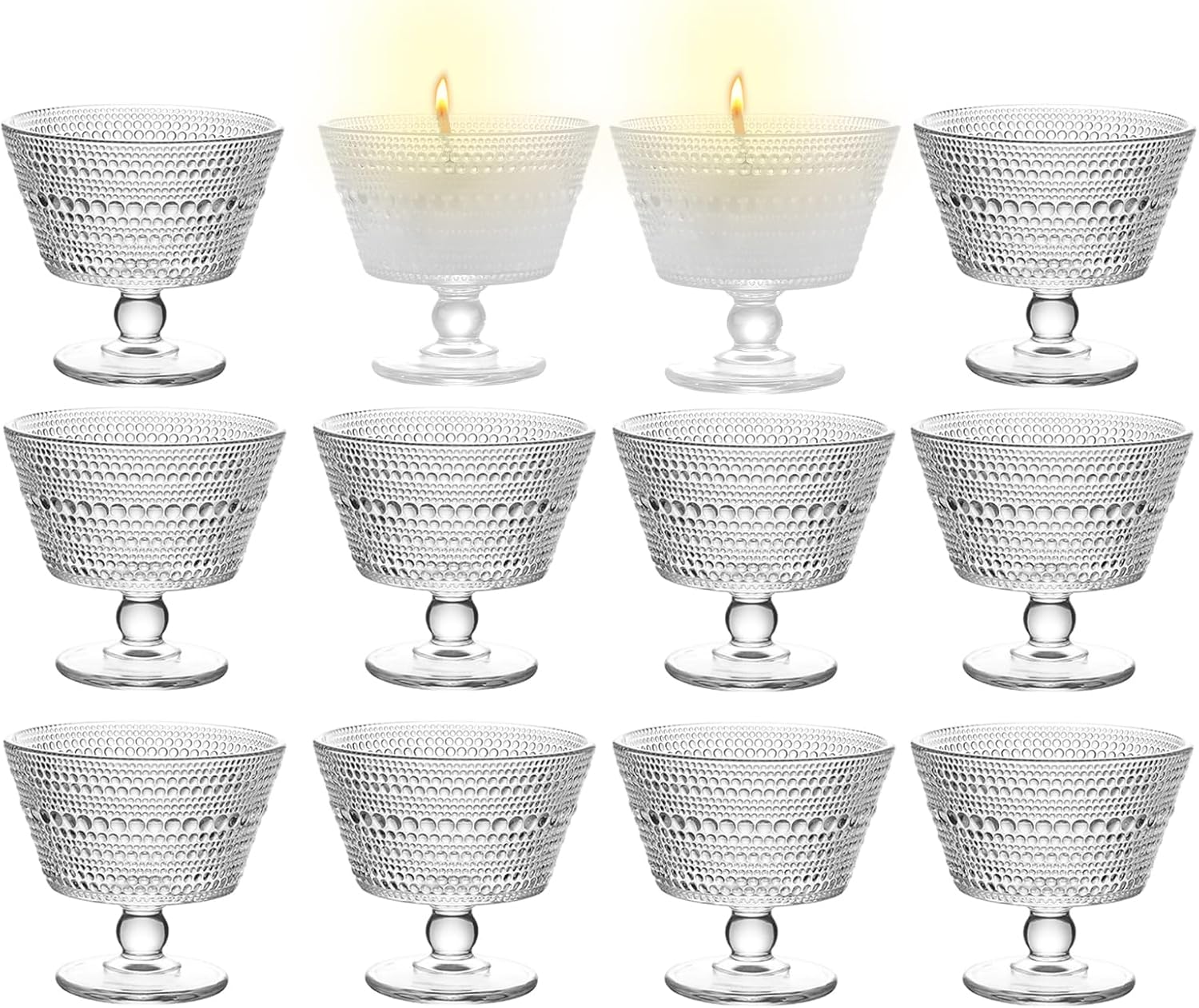Vintage Glass Candle Holder - Tealight Candle Holder, Votive Candle Holders for Home Decor Table Centerpieces Wedding Birthday Christmas Thanksgiving Party (12)