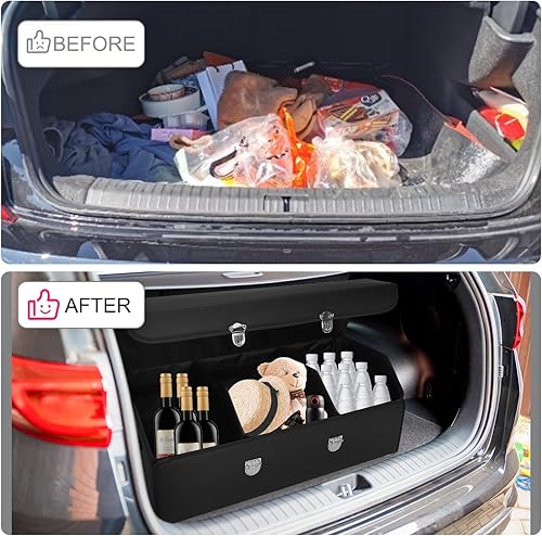 Miniatura 7 de KAFLLA Organizador de maletero para automóvil, organizador de maletero de cuero para SUV, organizador de maletero de automóvil de 30 pulgadas para