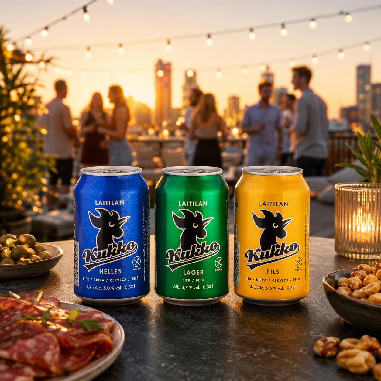 Kukko Glutenfreies Tasting Pack: Lager, Pils & Helles – Premium finnisches Craft-Bier, 24 × 0,33 L Dosen