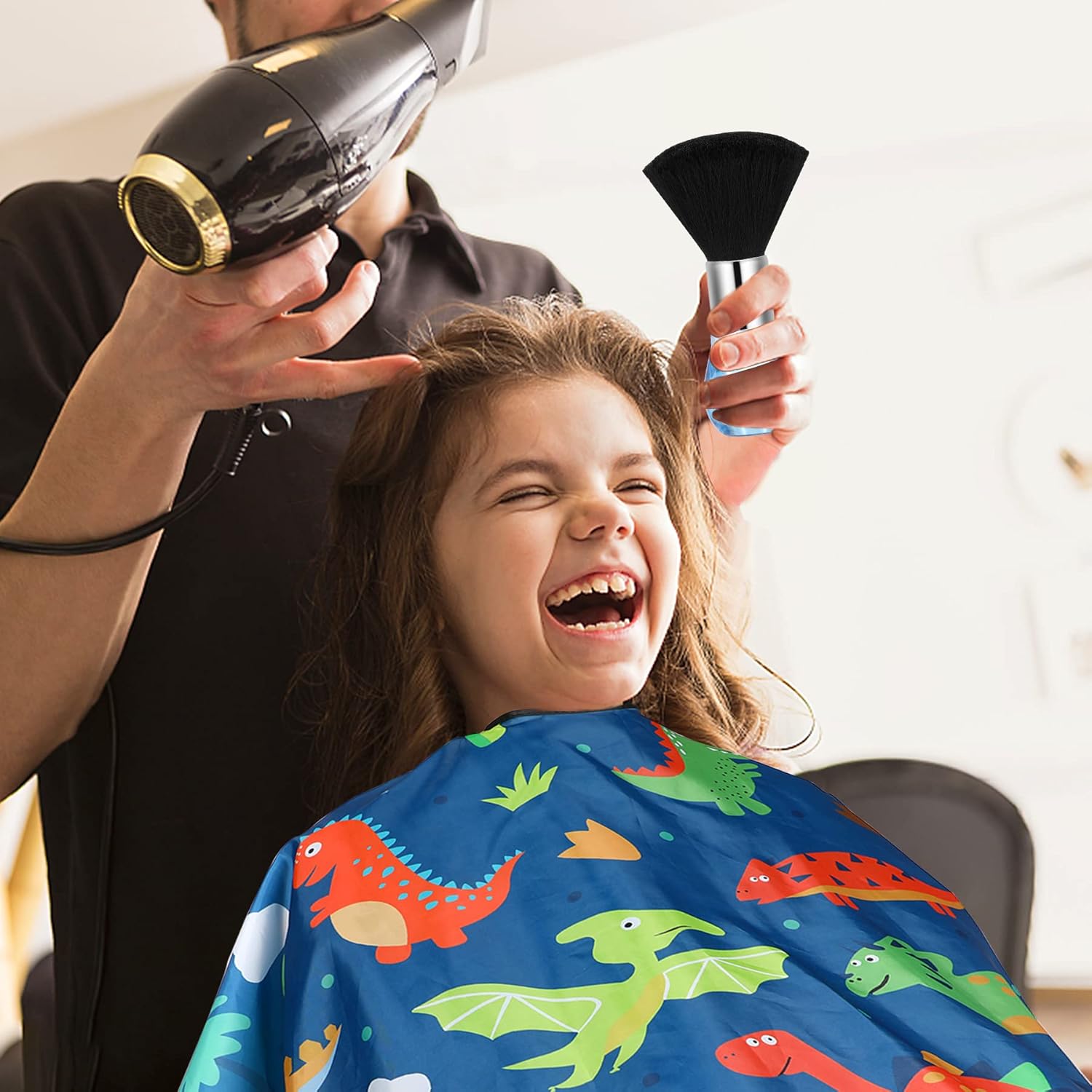 Kids Barber Cape Professional Salon Hair Cutting Cape with Neck Duster Brush and Adjustable Closure for Adults (Cartoon Dinosaur Pattern) : Beauty & Personal Care