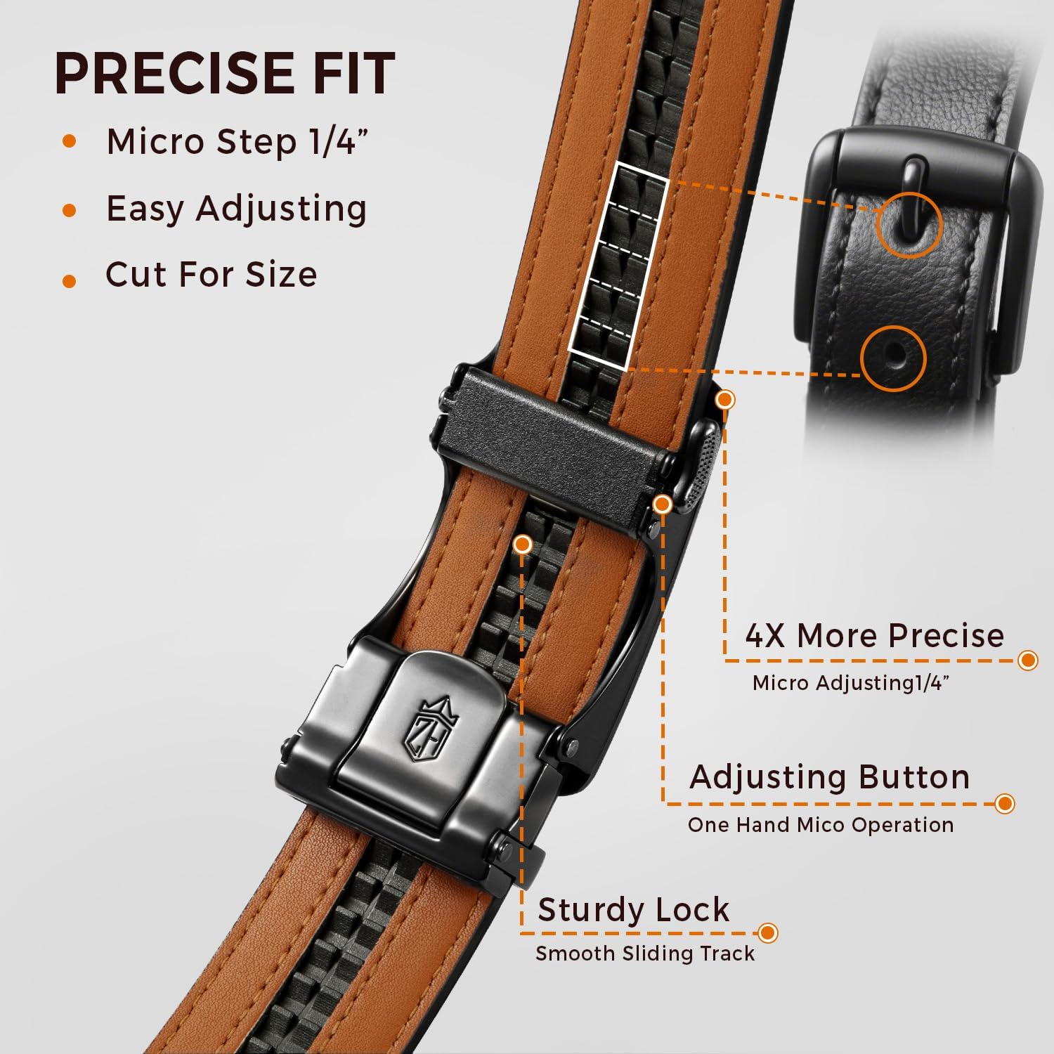 Zitahli Belt Men,Leather Ratchet Belt for Men Dress Casual Every Day with Adjustable Buckle,Trim to Fit For Gift - Image 2