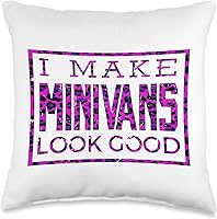 Vista 5 de I Make Minivans Look Good - Funny Mini Van Dad Mom Leopard Throw Pillow, 18x18, Multicolor