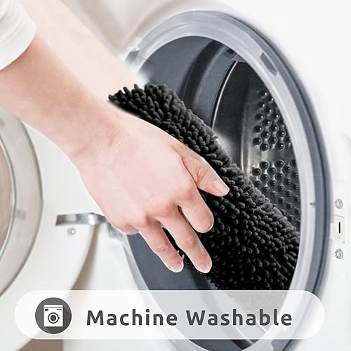 Miniatura 7 de Alfombra de baño antideslizante, de microfibra extrasuave con respaldo antideslizante, absorbente de agua y polvo, de secado rápido, tapete de ducha