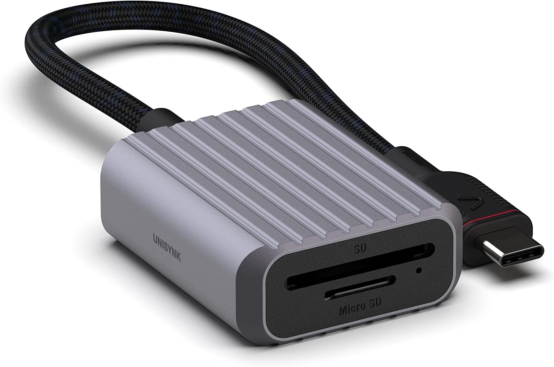 UNISYNK USB-C TO CARD ADAPTER SD MICROSD GREY, 1x SD memory card 1x MicroSD memory card Up to 5 Gbps SuperSpeed transfer rate* Dual Read