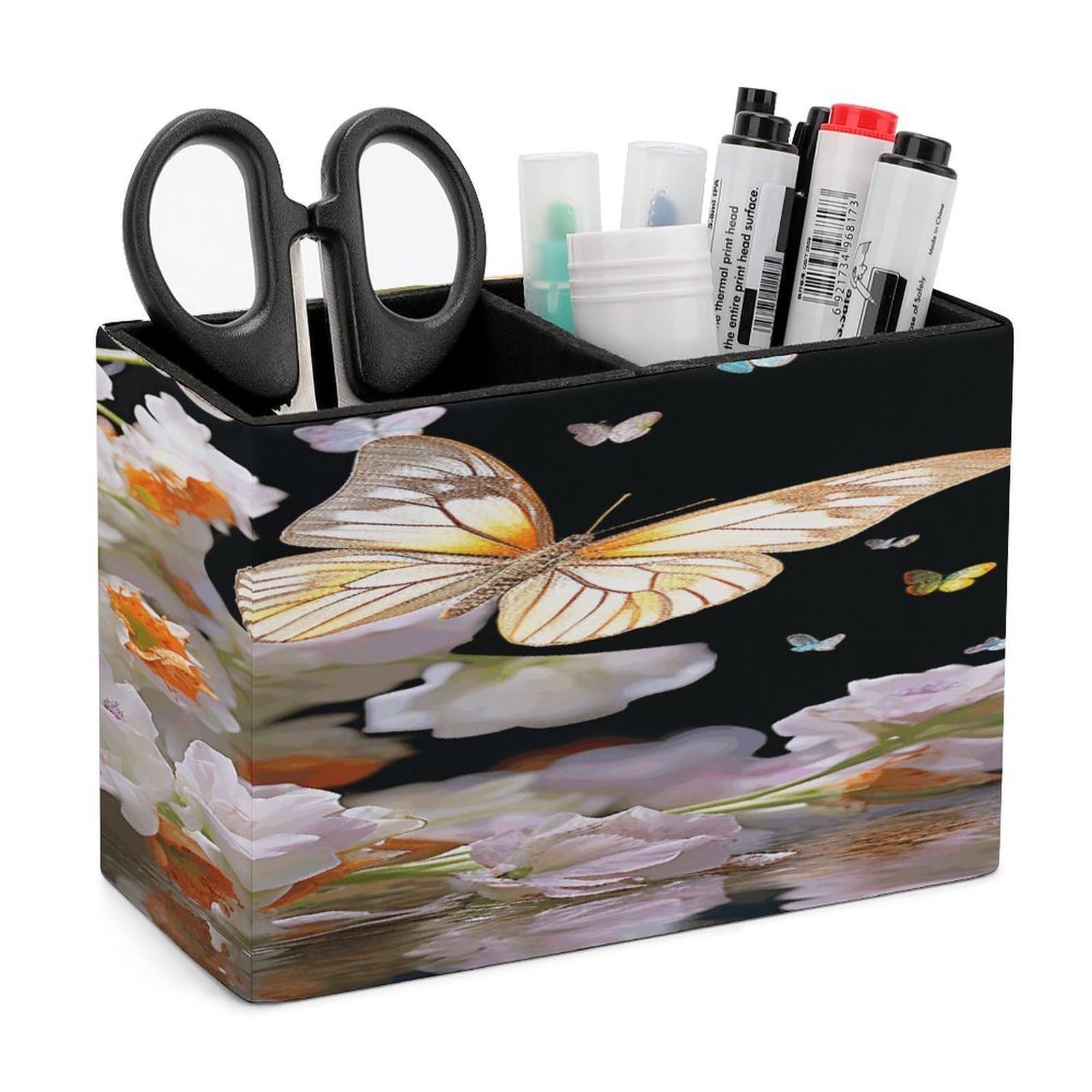 Porte-stylos en cuir fleuri à offrir pour une décoration de bureau poétique et soignée
