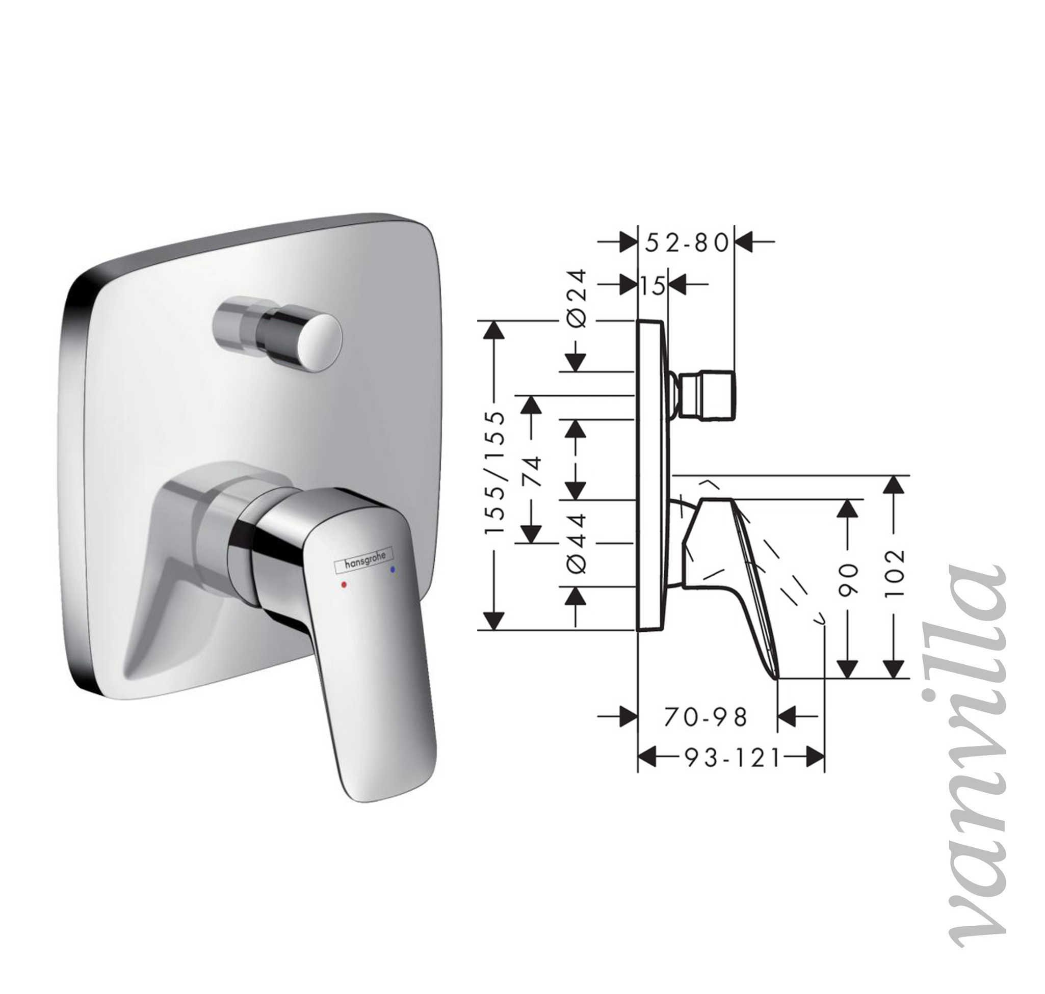 vanvilla Duschsystem Unterputz mit Duscharmatur Hansgrohe poliert HG01-ob